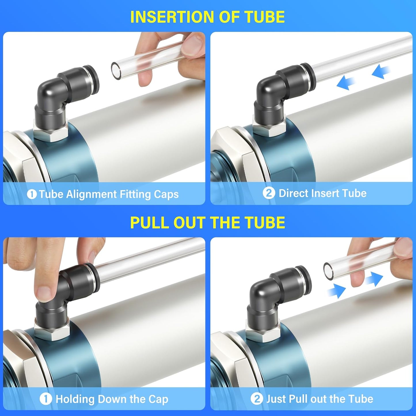 TAILONZ PNEUMATIC Elbow and Straight Combination 1/4 Inch Tube OD x 3/8 Inch NPT Thread Push to Connect Fittings PC-1/4-N3+PL-1/4-N3(Pack of 12)