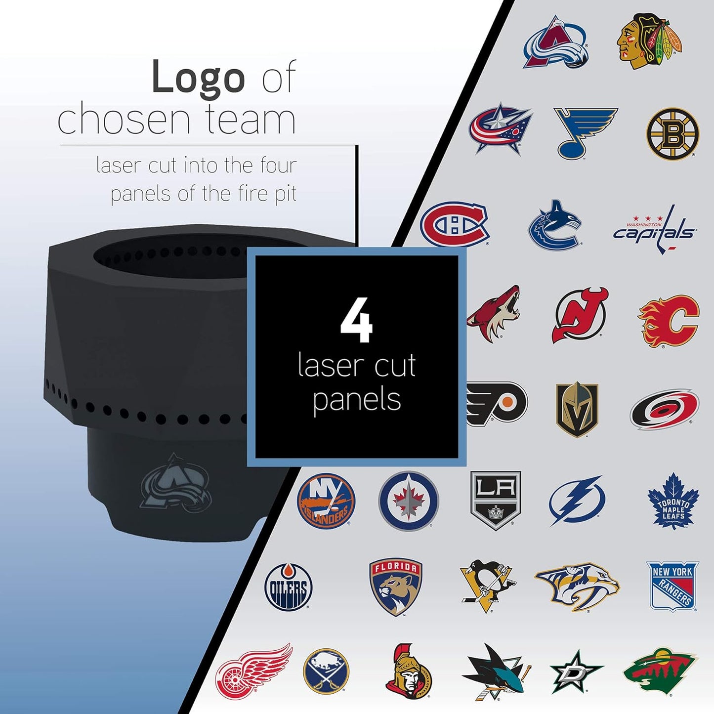 Blue Sky Outdoor Living NHL Los Angeles Kings Ridge Portable Steel Smokeless Fire Pit with Carrying Bag, Firewood and/or Wood Pellet Burning