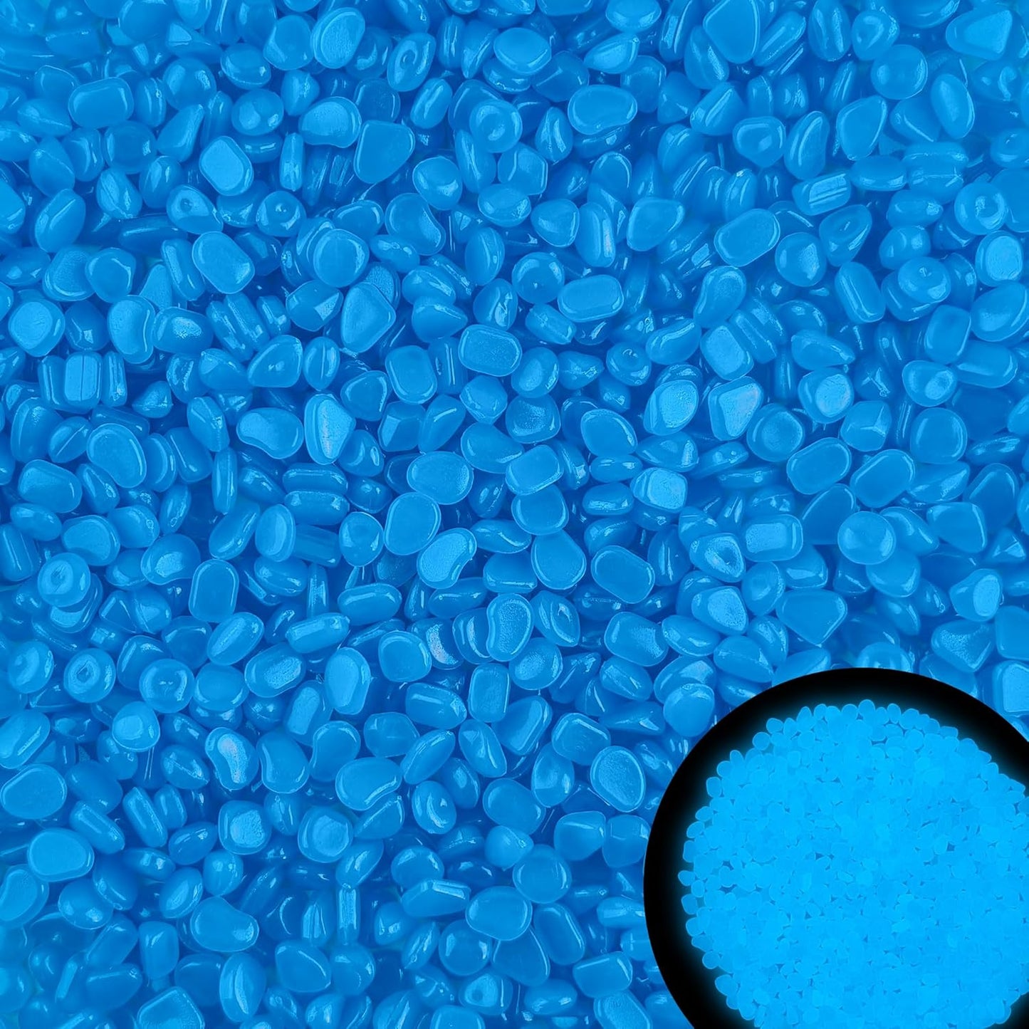 2000pcs 5-8mm Bule Glow Stones for 0utdoors Bulk Outdoor Garden Glow Pebbles Aquarium Luminous Stone for Walkways Driveway Yard Plant Pots