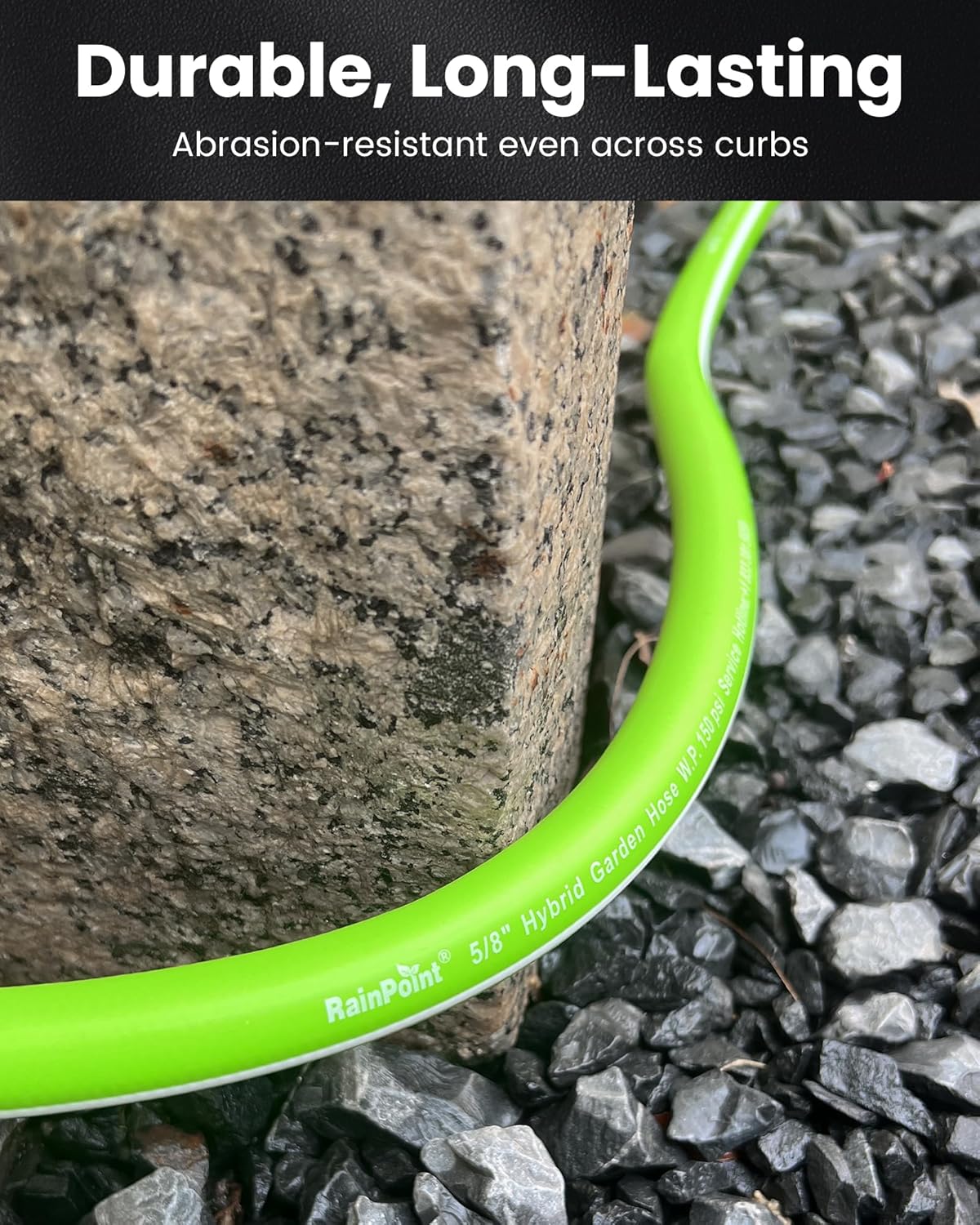 RAINPOINT Garden Hose 100ft - lightweight Heavy Duty Water Hose with Swivel Handle - Flexible, Hybrid Rubber, 5/8", Male to Female