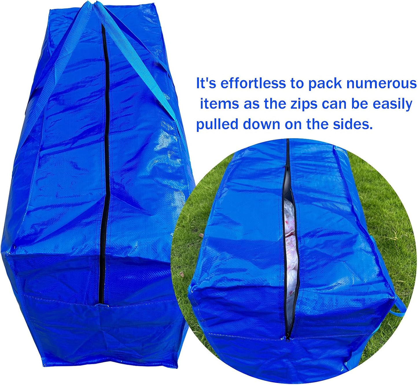 66 Gallon Extra Large Storage Bags, Huge Moving Bags Heavy Duty with Zipper and Stronger Handles, Big Foldable Duffle Bag for Travel - Waterproof Material Protects from Dust and Moisture - Storage