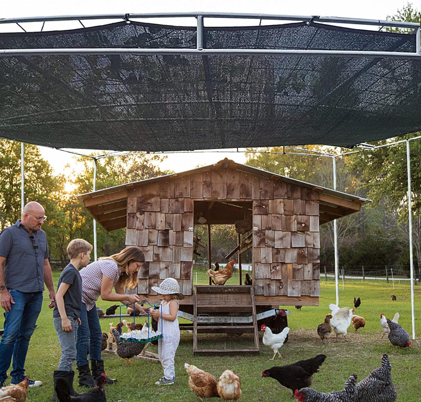 Shade Cloth, 90% Sunblock Net for Garden Patio, Shade Neting for Plants Greenhouse Outdoor Pergola Lawn, Easier to Hang Sun Cover for Kennel Chicken Coop
