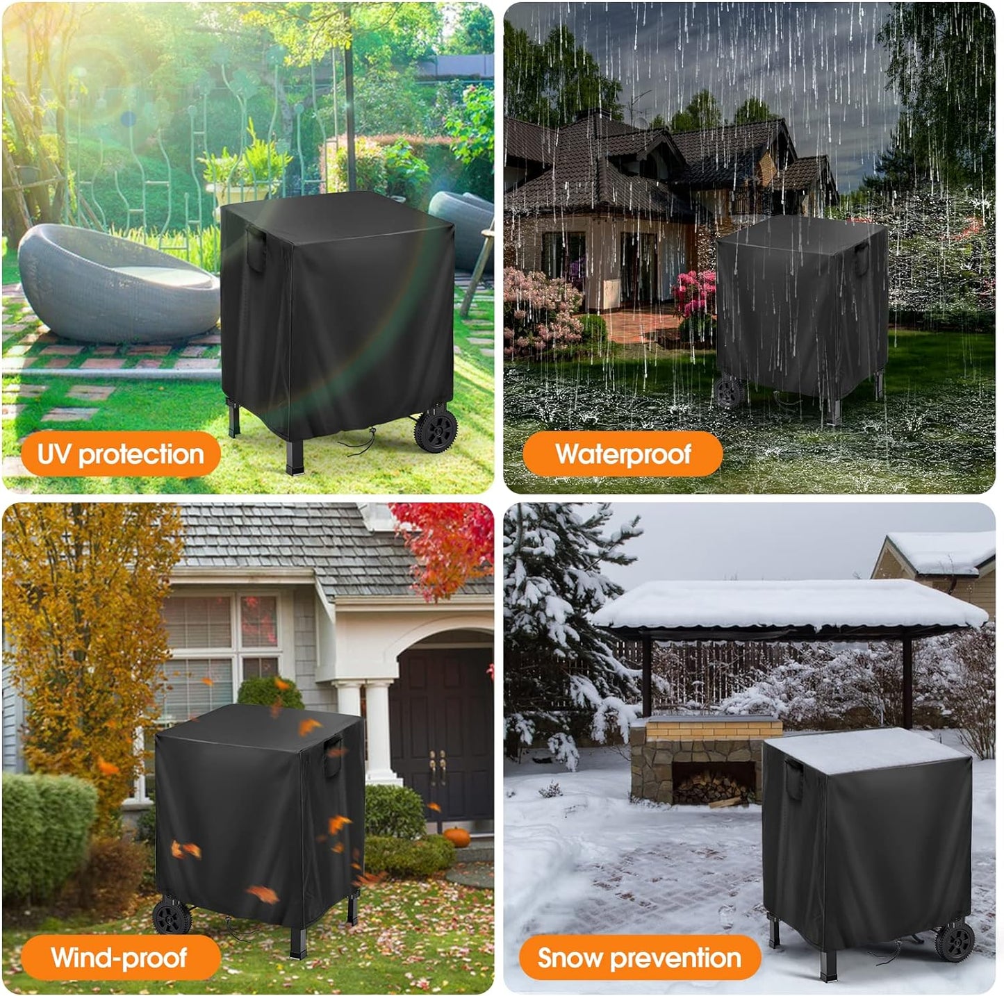 Outdoor Prep Table Cover for Inkmin Double-Shelf Movable Dining Cart Table, Patio Bar Cart Cover, Waterproof Outdoor Grill Cart Covers Pizza Oven Covers - 27 x 22 x 30 Inch