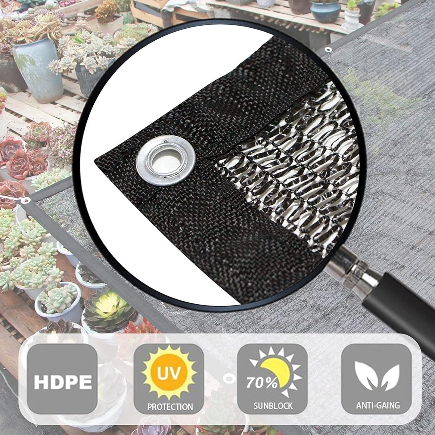 LOVE STORY 6.5x16.5FT 70% Black Shade Cloth Sun Shade Net with Grommets Sunblock Net Mesh Tarp for Garden,Plants Cover,Greenhouse and Patio