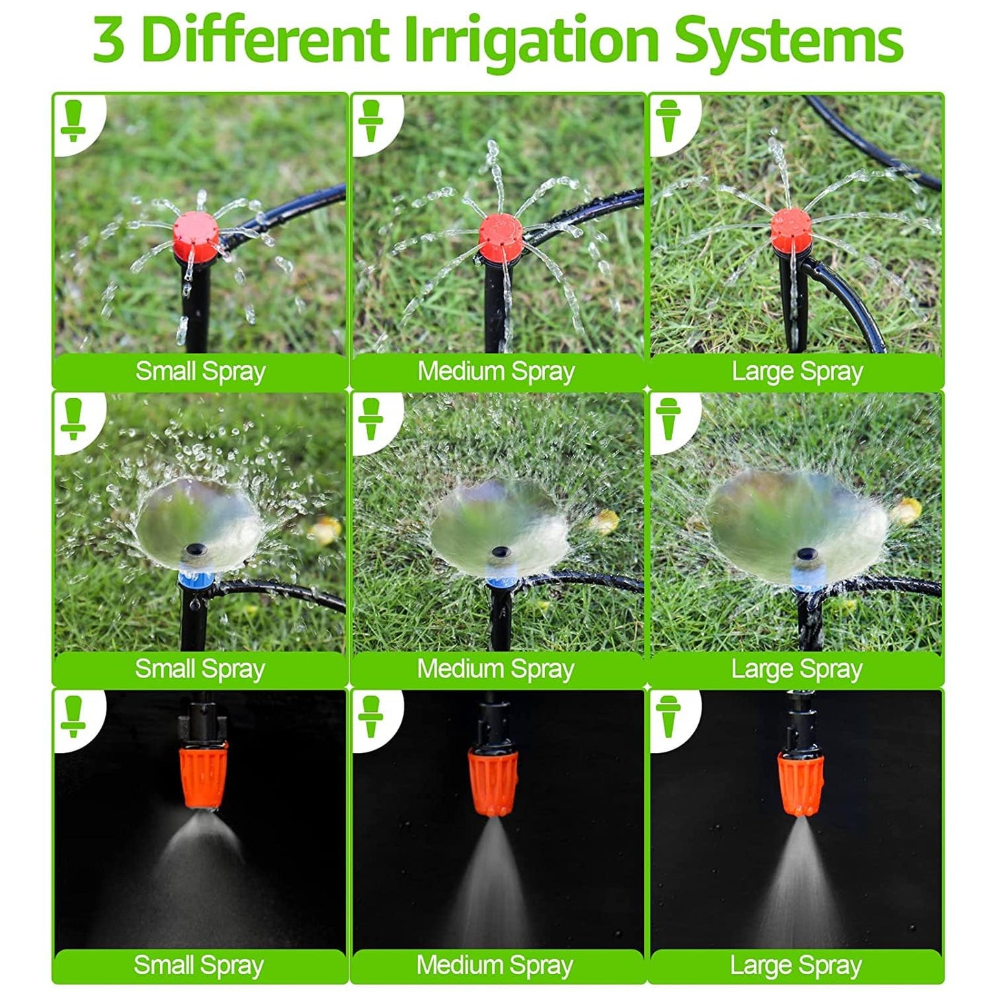 190.2FT Drip Irrigation System Kits Automatic Garden Watering Sprinkler with 1/2 &1/4 inch Tubing Hose Patio Misting Plant Irrigation Water Equipment Quick Connector for Greenhouse Flower Beds Lawn