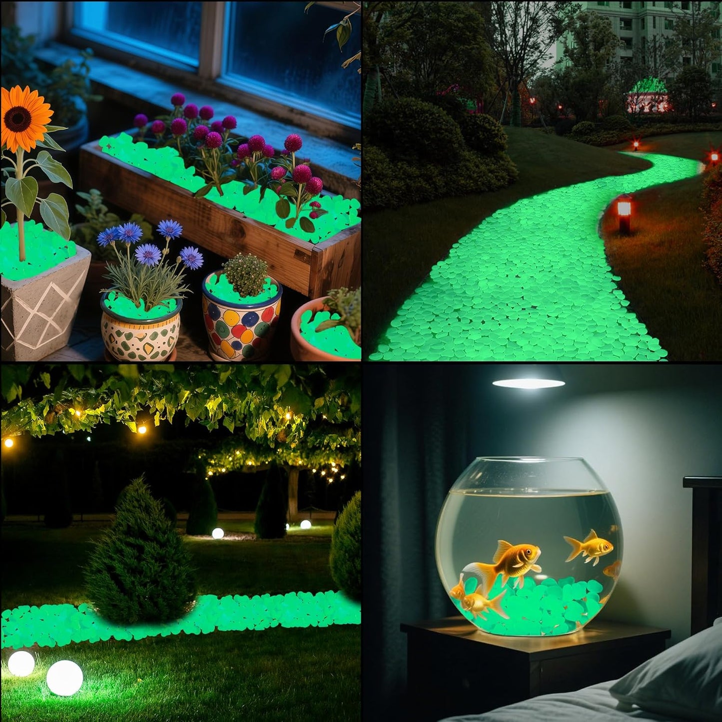1.4LB 25-27mm Green Gardening Luminous Glow Stones Outdoor Decorations Luminous Stones Glow Stones Pebbles for Patio Landscaping Lawn Landscape Decor
