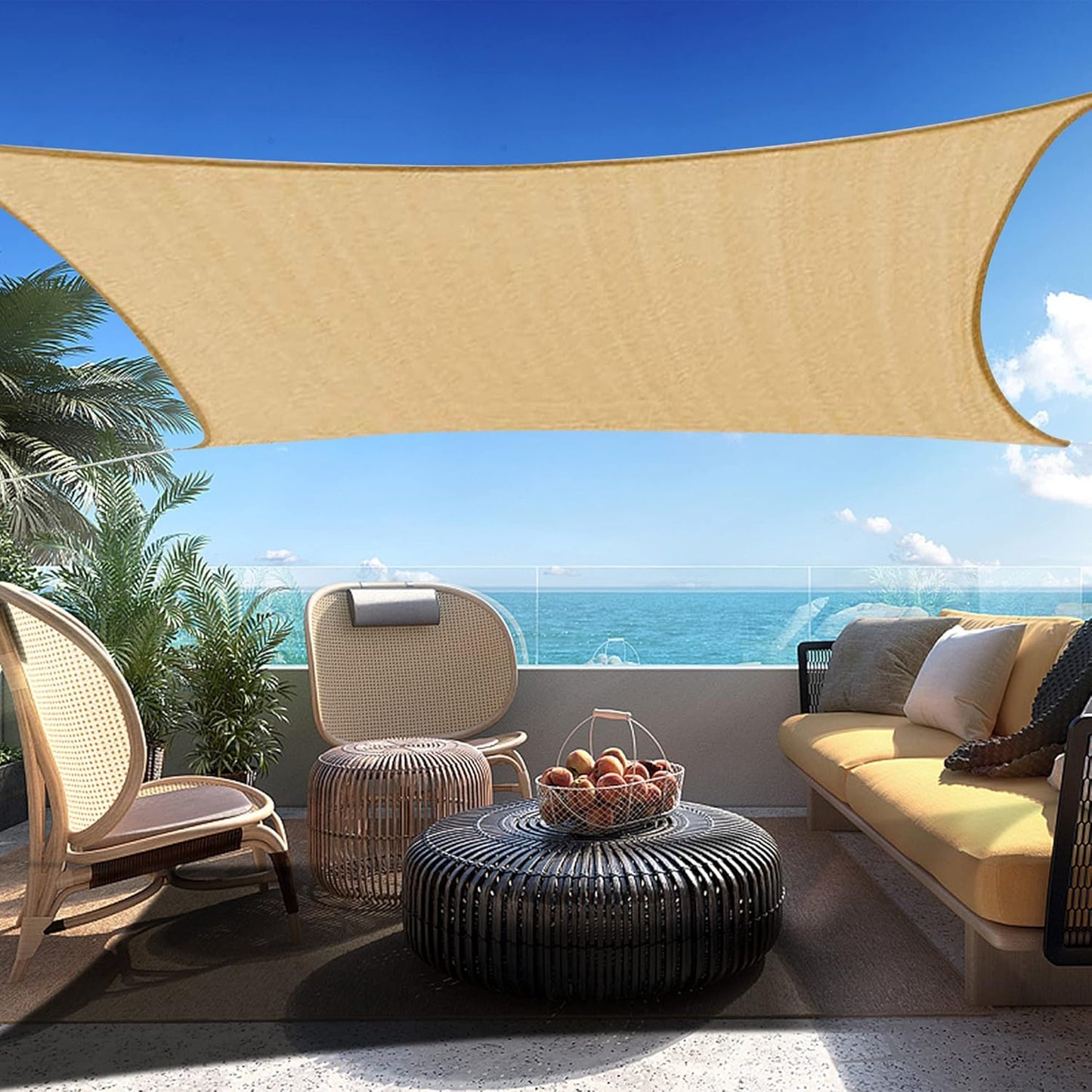 11' x 16' Sand Beige Rectangle Sun Shade Sail SSP1212 Canopy Durable Fabric UV Block Awning,We Make Custom Orders