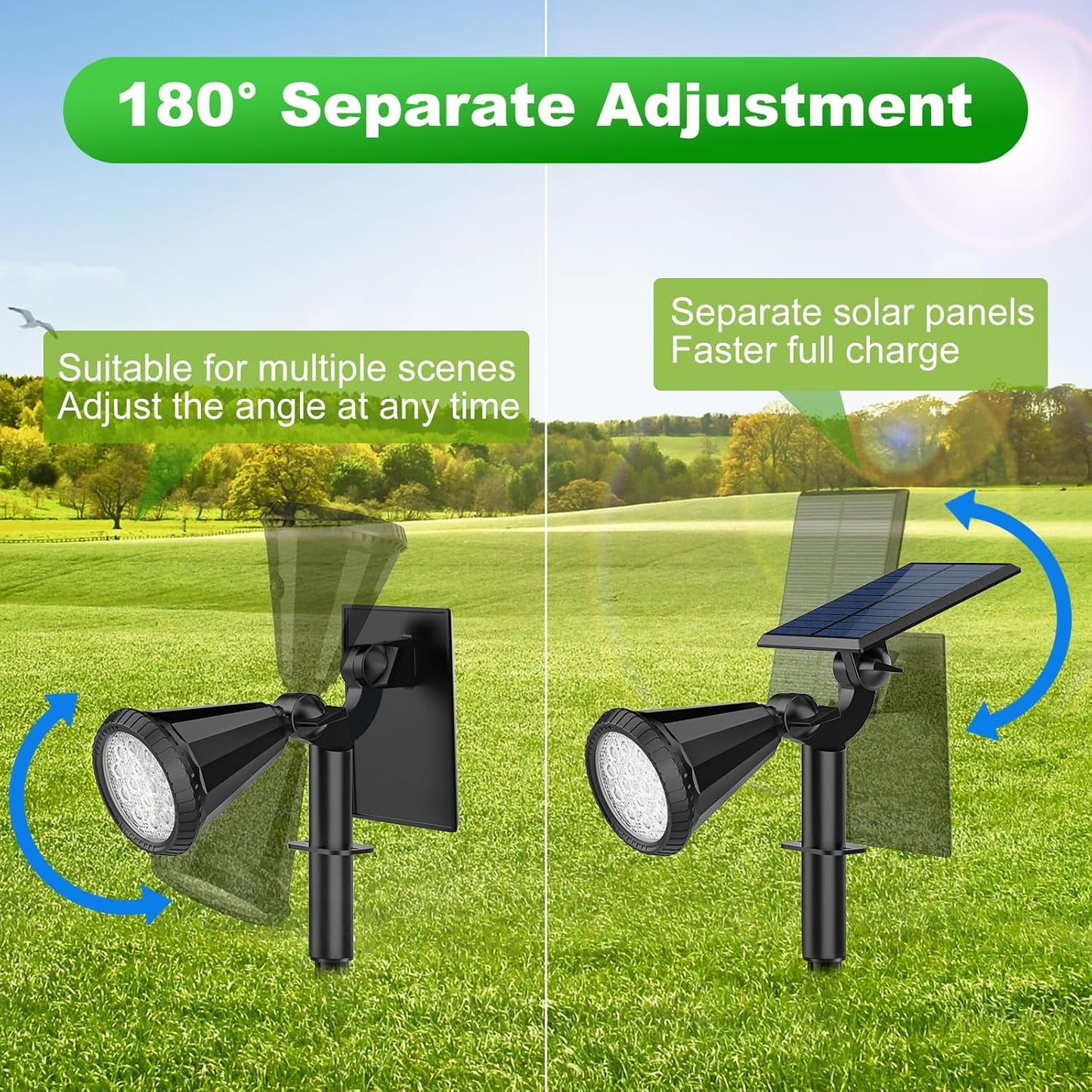 Color Changing Solar Spot Lights Outdoor Waterproof 180° Adjustable Colored RGB Solar Powered Landscape Lights for Yard 7 Lighting Modes Solar Spotlights for Pathway Garden Outside (6 Pack)