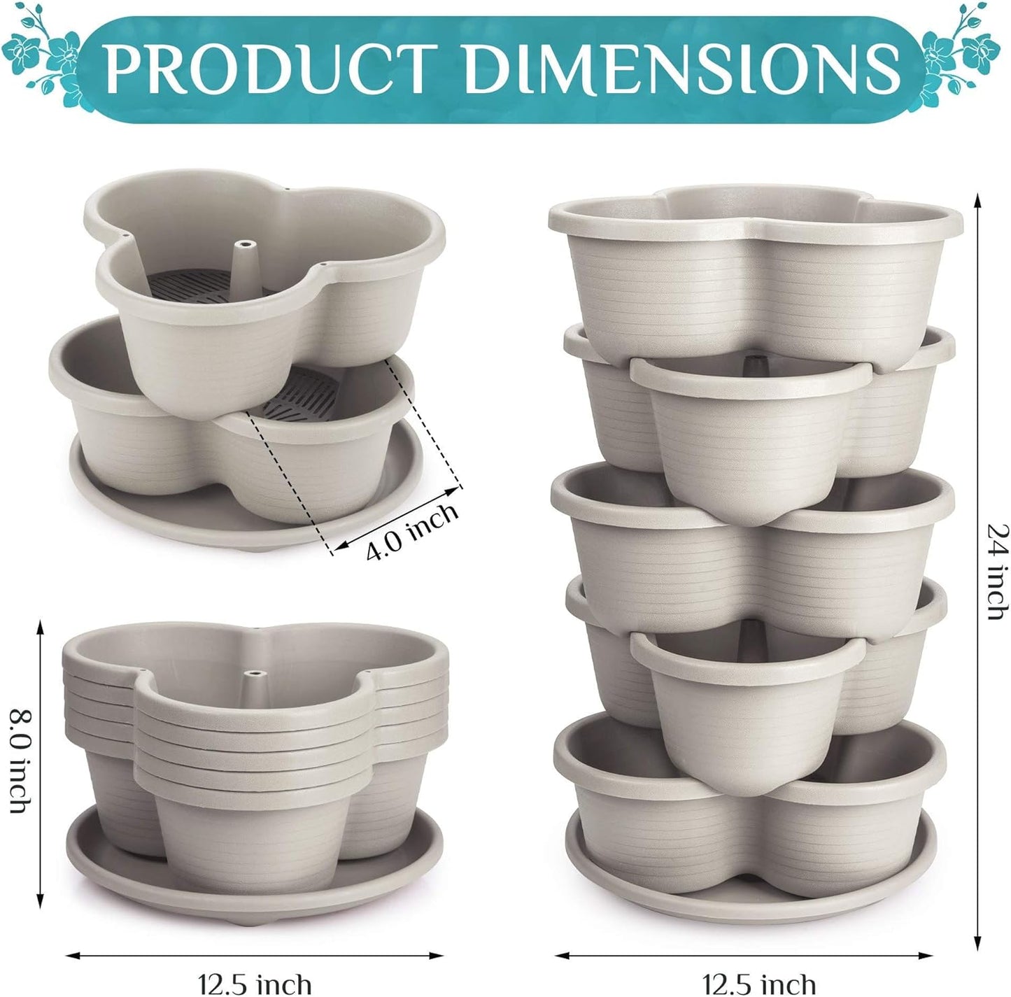 Amazing Creation Stackable Planter, Vertical Oasis Tiered Garden Planter, Grow Vegetables, Herbs, and Succulents with Ease