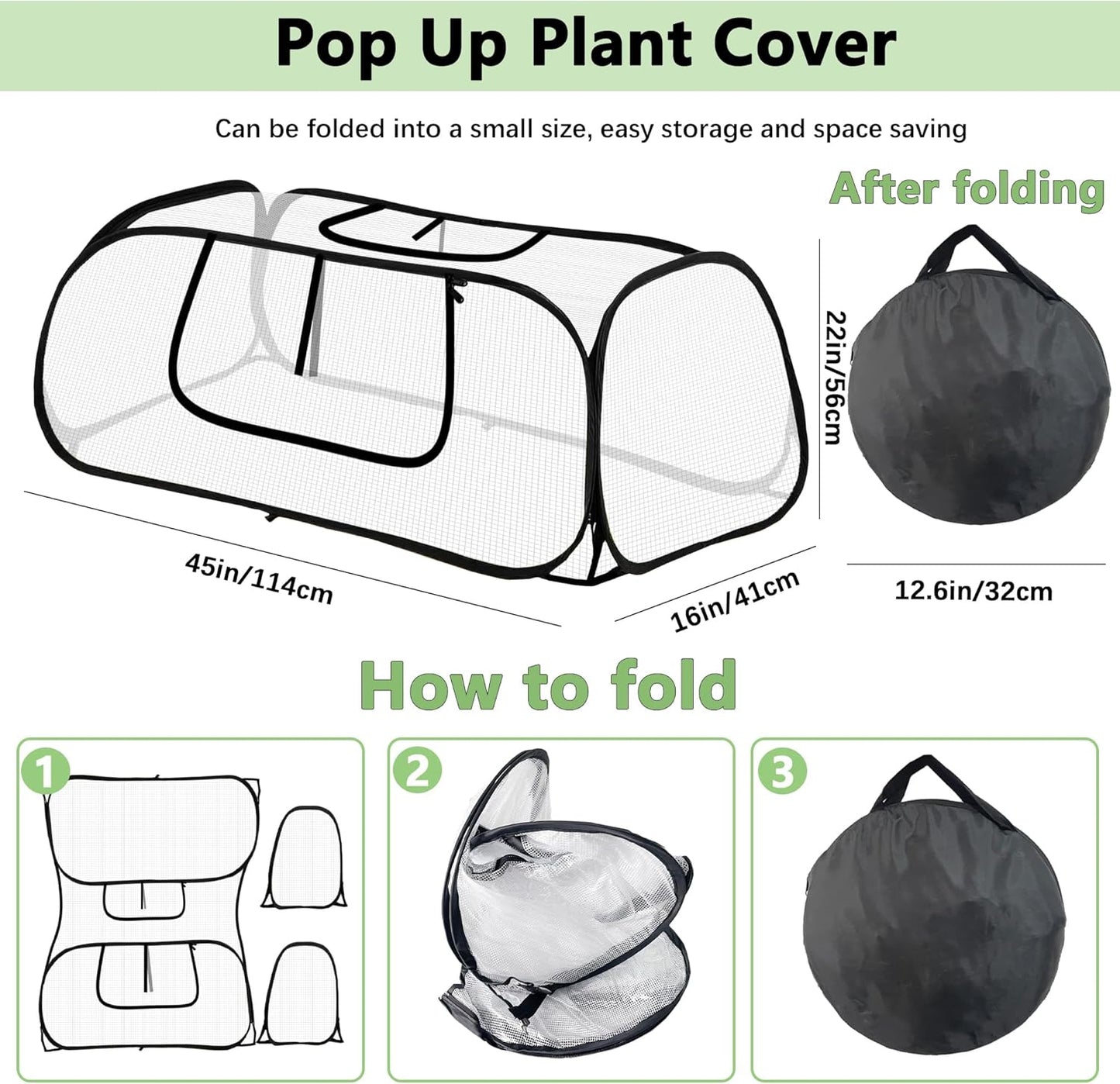 45"*22"*16"Garden Plant Covers with Two Air Hole and Breathable Mesh for Raised Beds, Accelerator Plants Cover, Mini Greenhouse Cover, Frost Cover for Plant Vegetable Seedling Protector 1PCS