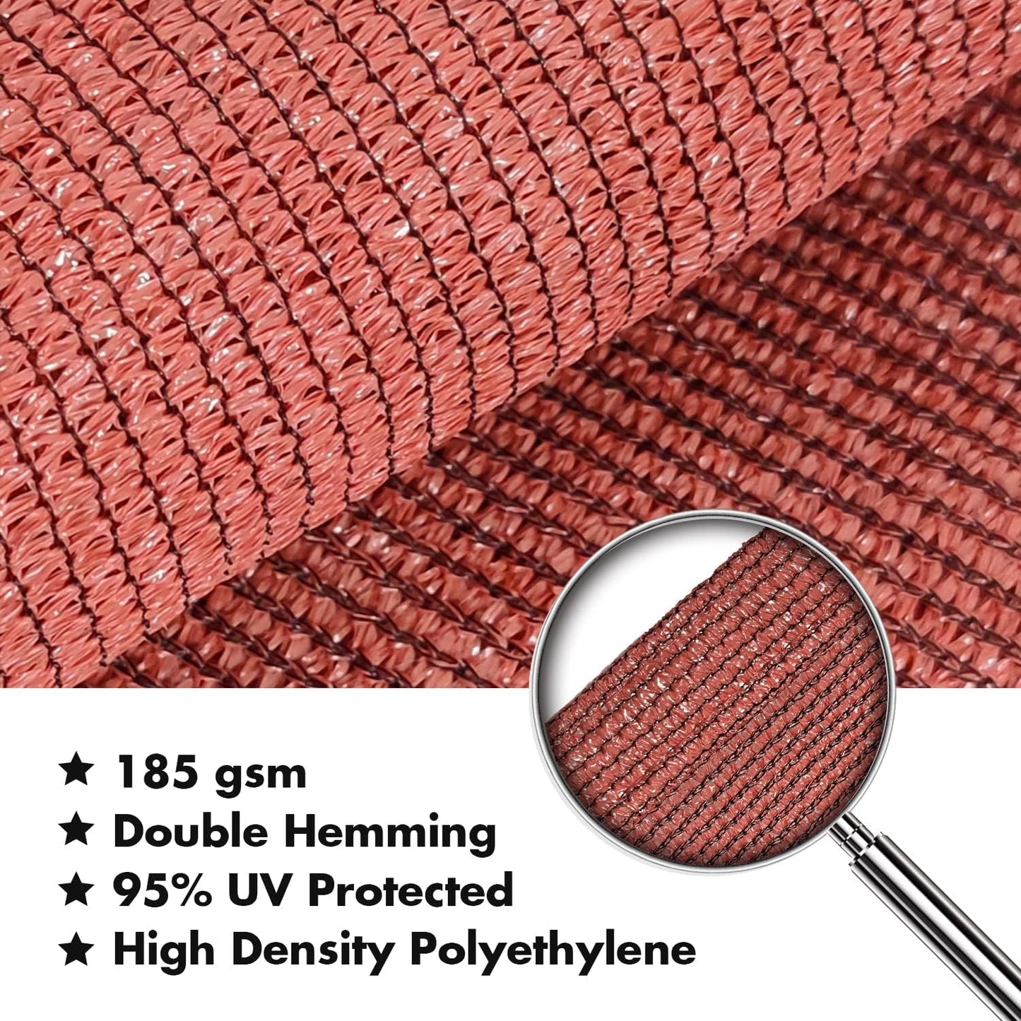KANAGAWA 6'X12' Rust Red Custom Size Sun Shade Sail Rectangle UV Block Canopy Cover for Patio Backyard Lawn Garden Outdoor (Customized Available)