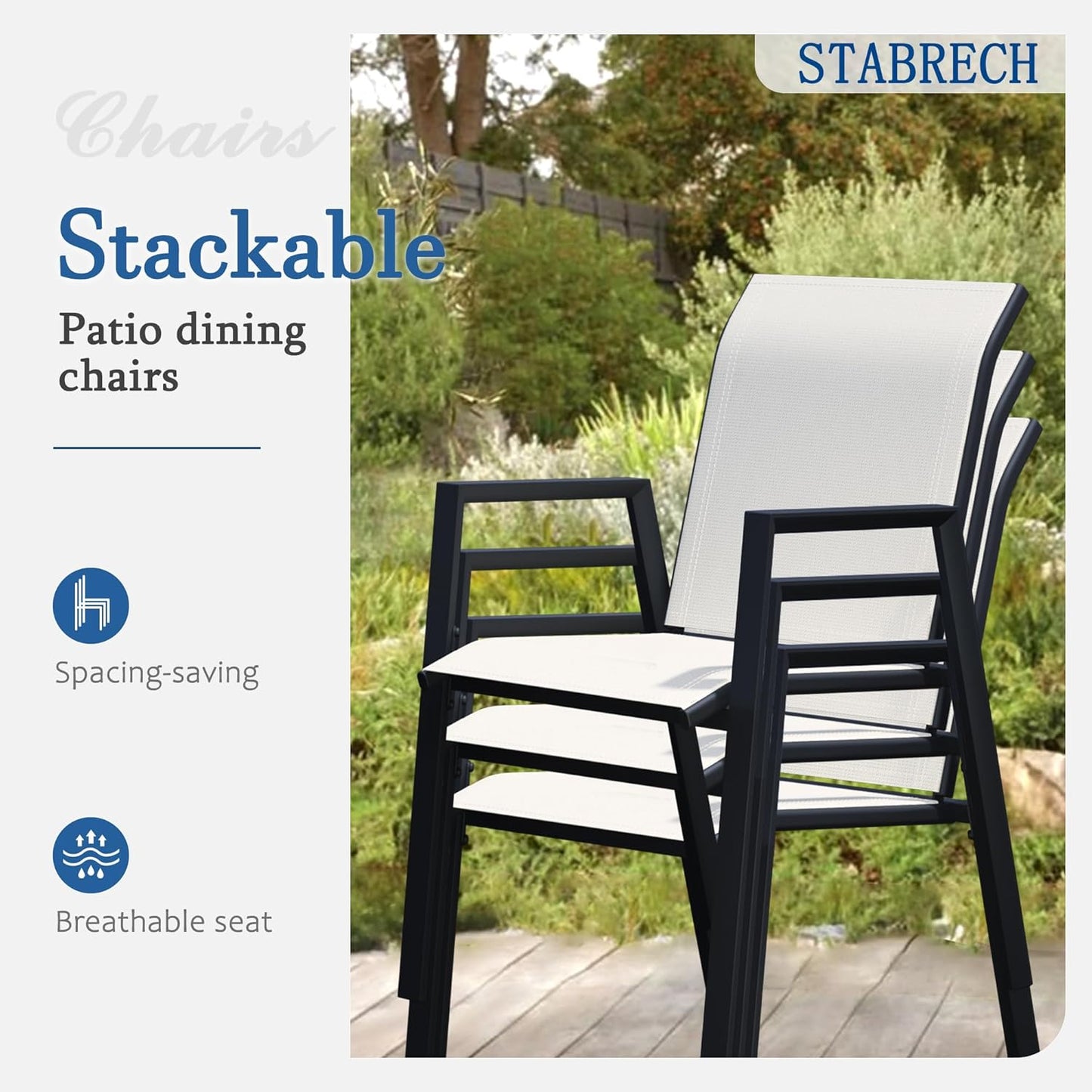 Outdoor Patio Chairs Set of 4, Oyster Beige Stackable Outdoor Chairs, Lightweight Patio Set with High Back, Metal Dining Chair for Lawn, Garden, Yard and Deck
