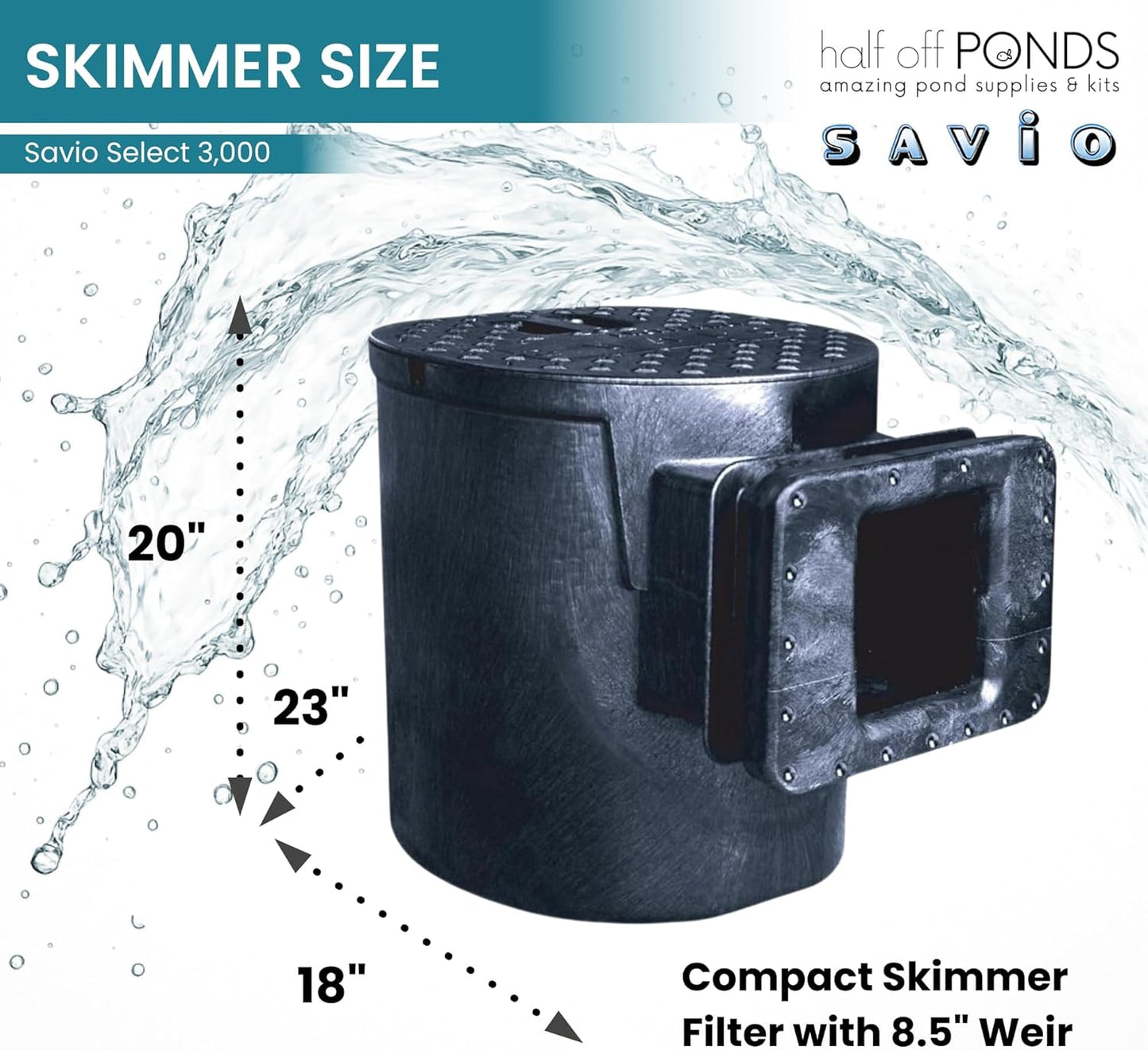HALF OFF PONDS Savio Select 3,000 GPH Submersible Pump Pond Kit with 20' x 25' EPDM Rubber Pond Liner for Water Garden & Koi Pond