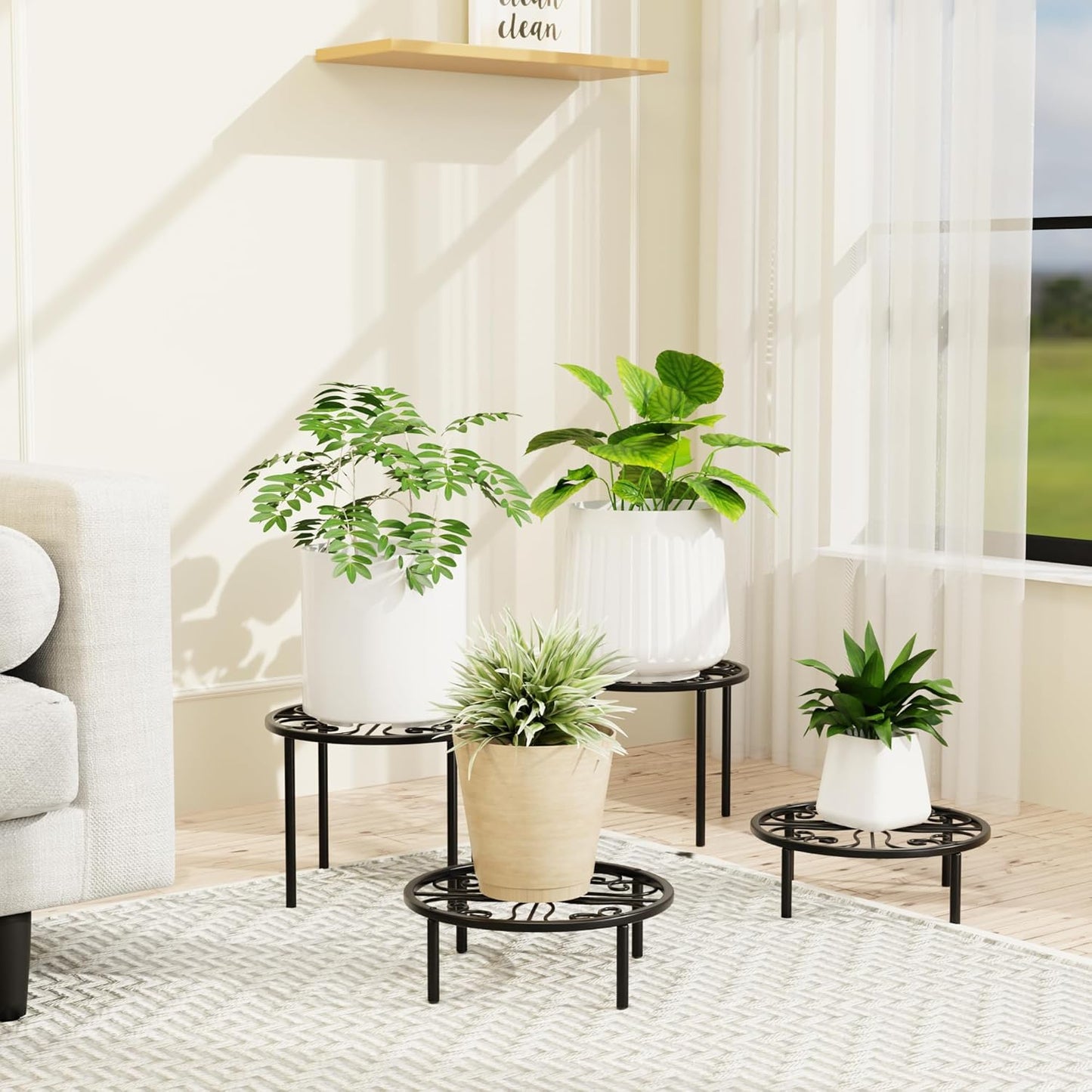 Plant Stand Plant Holder - Short Flower Stand for Garden Courtyard, Heavy Duty Plant Rack for Multiple Plant Indoor or Outdoor.