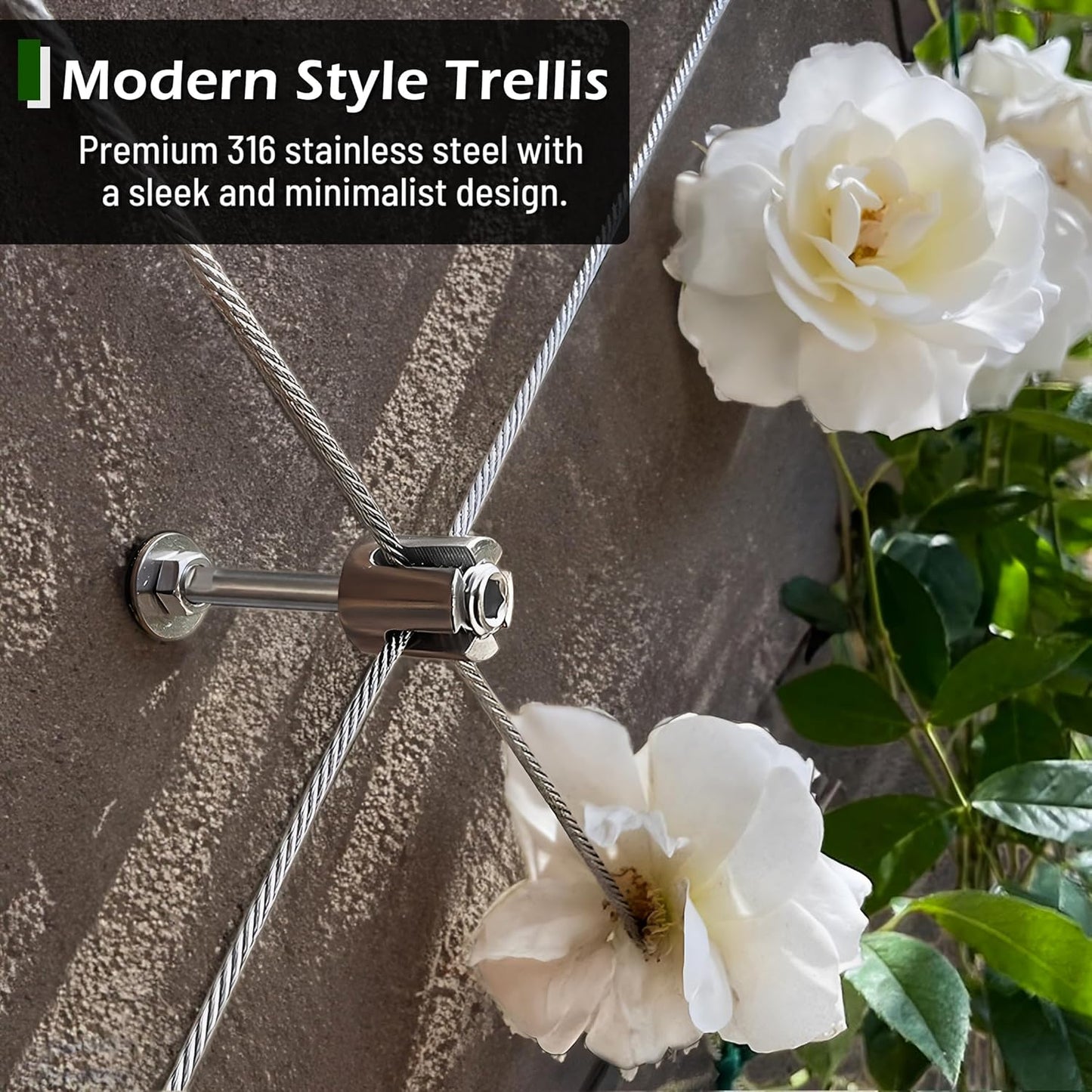 Wire Trellis for Climbing Plants Outdoor, 20-Set Wall Wire Trellis Kit with 1/8in x 98ft Stainless Steel Cable & Cutter, T316 Espalier System for Fence and Garden DIY Projects