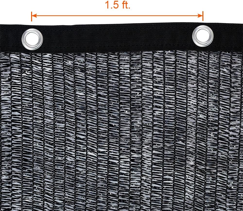 Agfabric 12 X 20ft 50% Sunblock Shade Cloth with Grommets for Garden Patio, Black