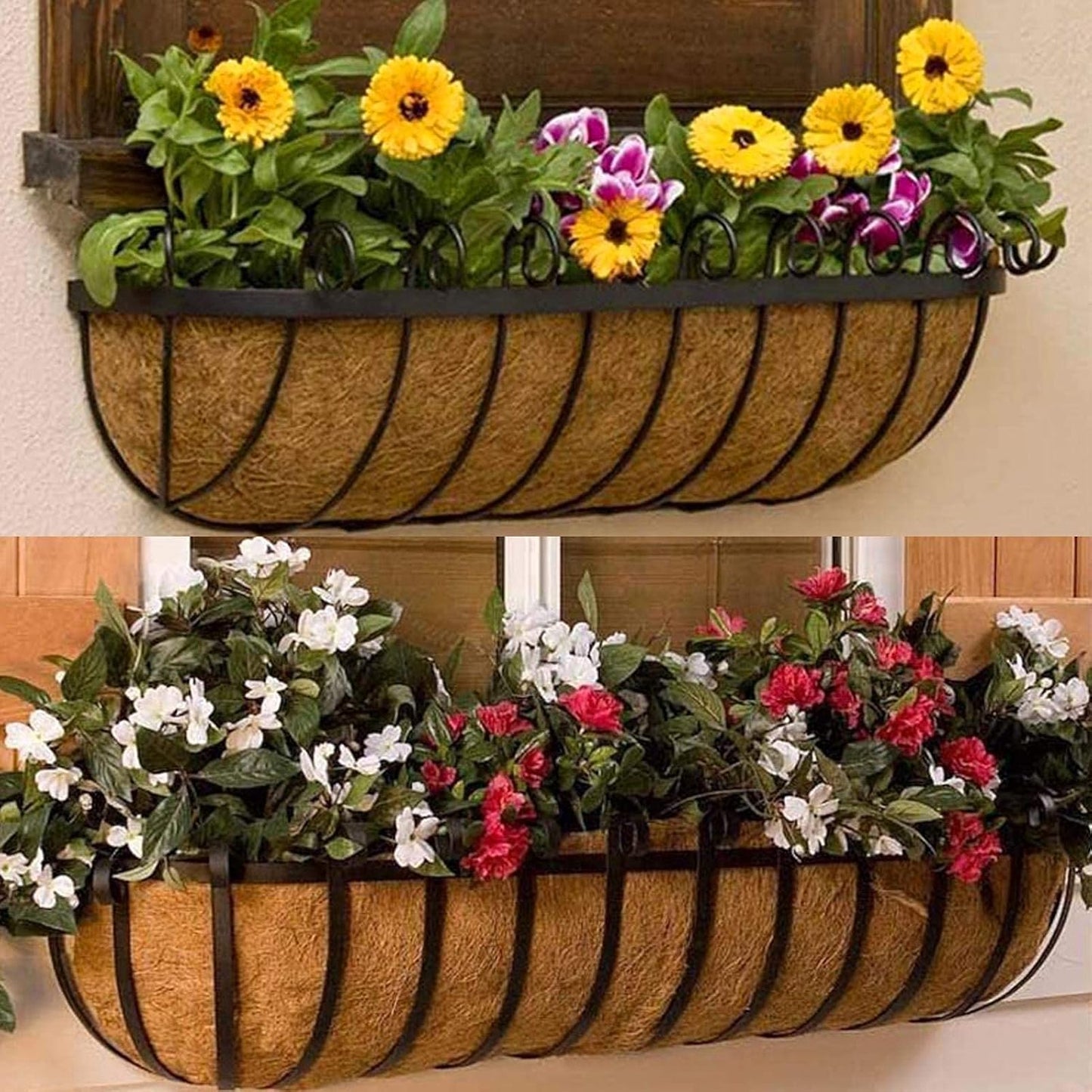 chengchuang 2 Packs Natural Coco Fiber Replacement Liner, 24/30/36/48 in Coconut Liners for Planters, Coco Liners for Window Box/Hanging Basket Liners, Durable Coconut Coir for Planting (24 inch)