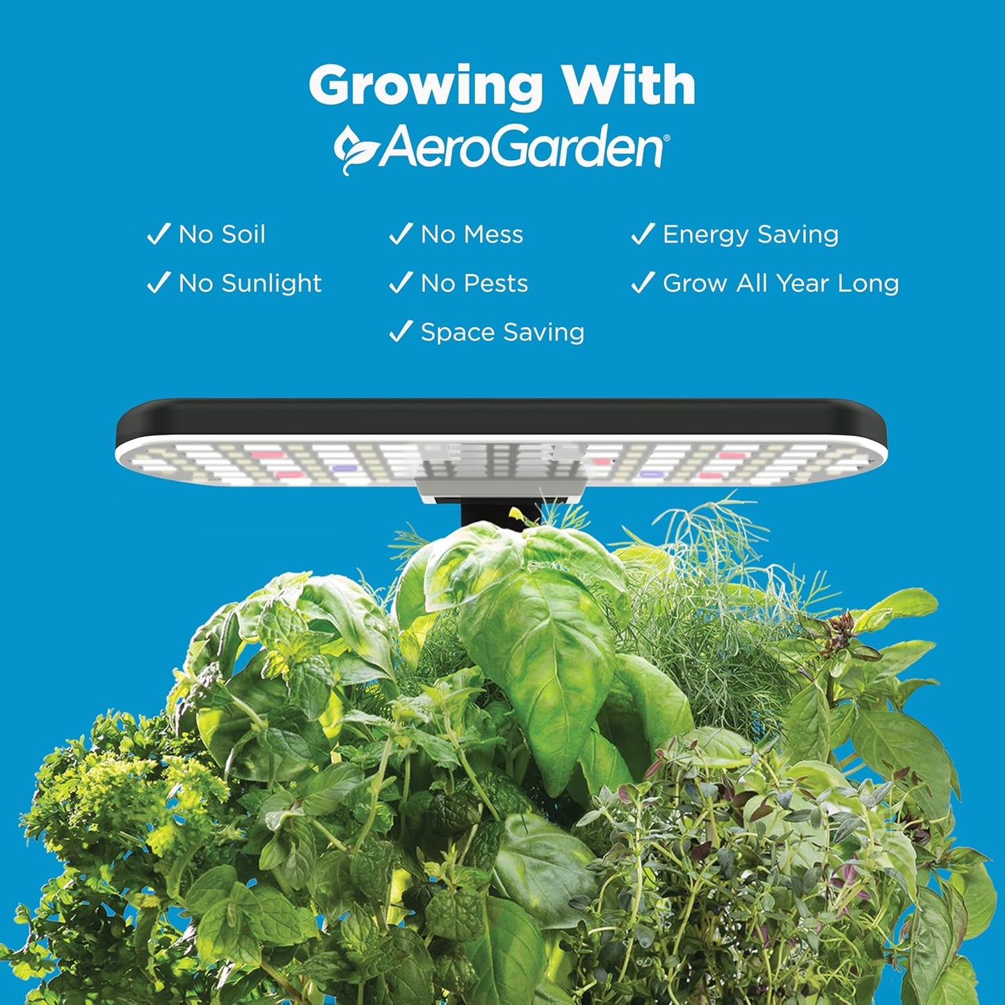 AeroGarden Harvest Lite, Indoor Garden Hydroponic System with LED Grow Light, Holds up to 6 AeroGarden Pods, Green