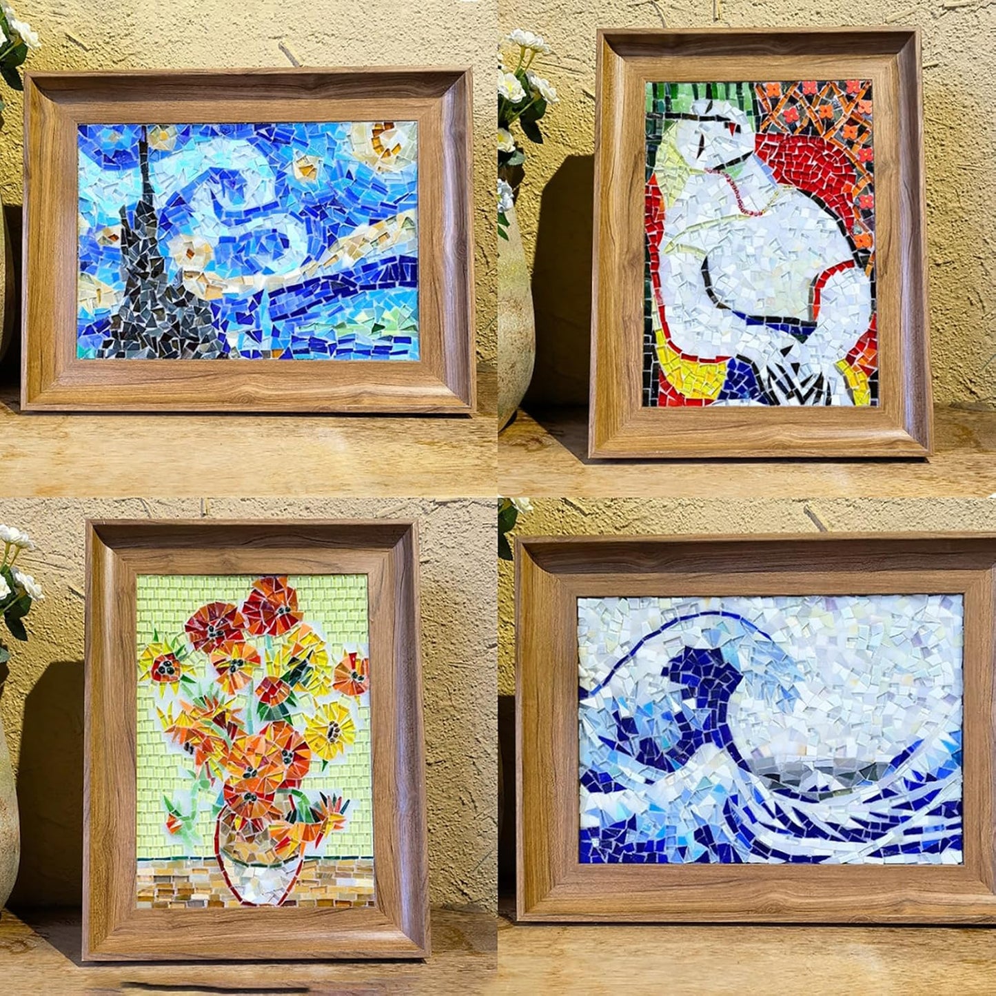 White Mixed Irregular Mosaic Glass Mosaic Tiles Pieces, 300 Grams Mosaic DIY Set Adult Mosaic Set, Mosaic Crafts Mosaic Making Supplies