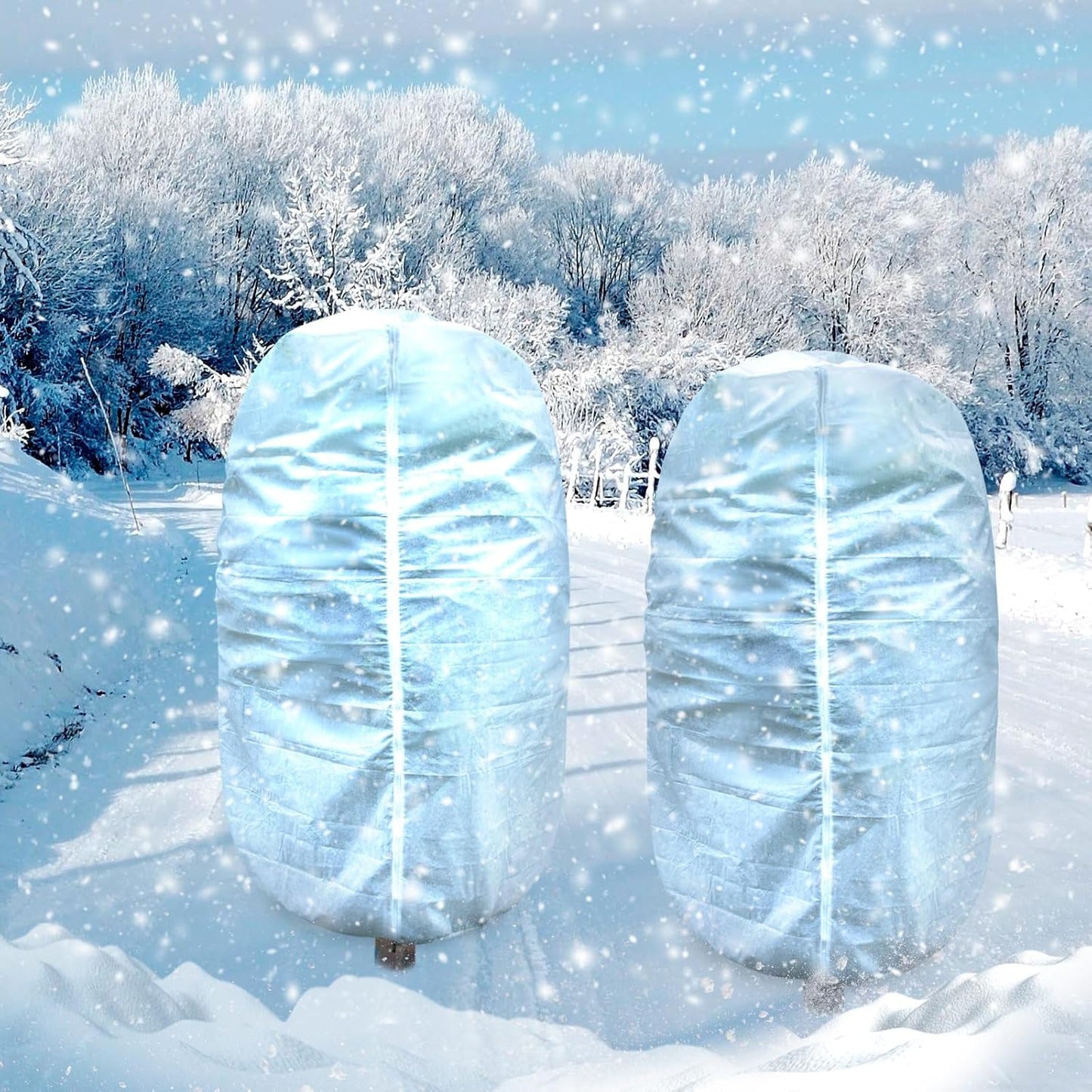7.9×5.9FT Tree Covers for Winter, Plant Covers Freeze Protection with Drawstring and Zipper, Frost Cloths for Outdoor Plants (White)