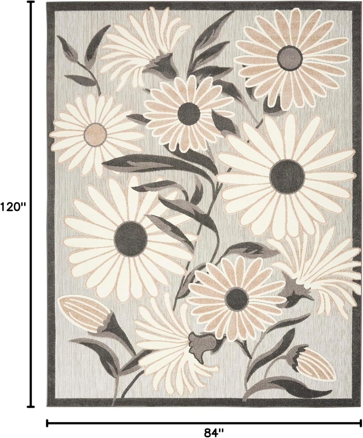 Nourison Home Aloha Indoor-Outdoor Beige 7' x 10' Area Rug, Easy Cleaning, Non Shedding, Bed Room, Living Room, Dining Room, Kitchen (7x10)