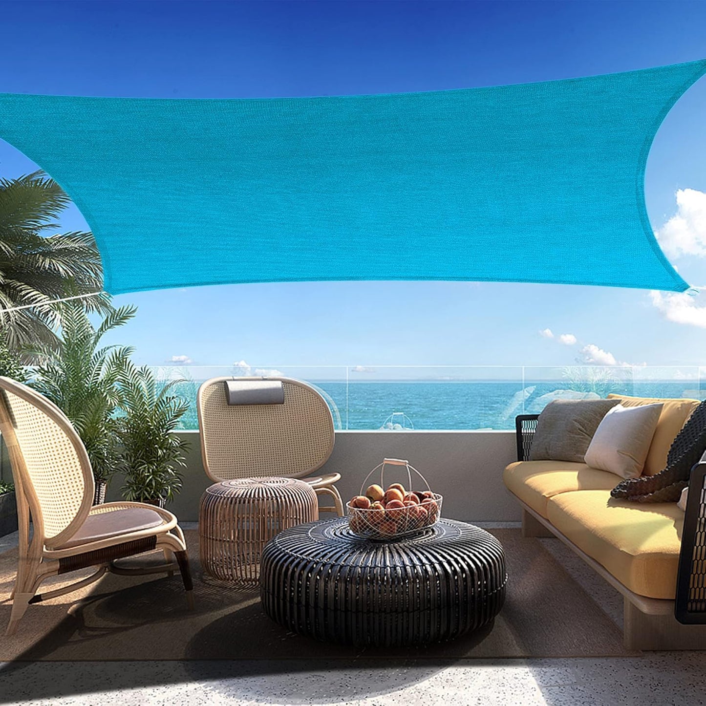 10' x 24' Turquoise Rectangle Sun Shade Sail SSP1212 Canopy Durable Fabric UV Block Awning,We Make Custom Orders