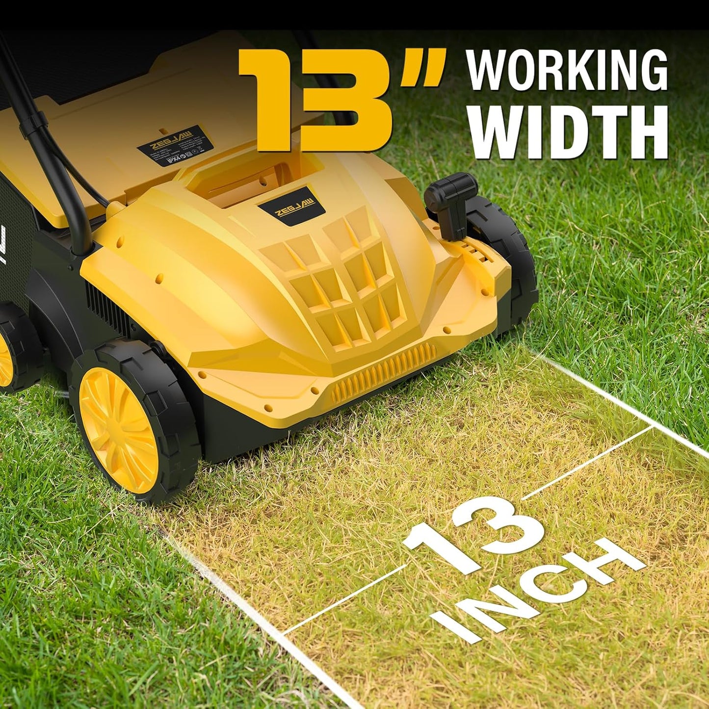 Electric Dethatcher and Scarifier 2-in-1, 13-inch 12Amp Lawn Dethatcher, 4-Position Depth Adjustment with 30L Collection Bag, Quick-Fold, Keeps Lawn Health for Garden & Yard