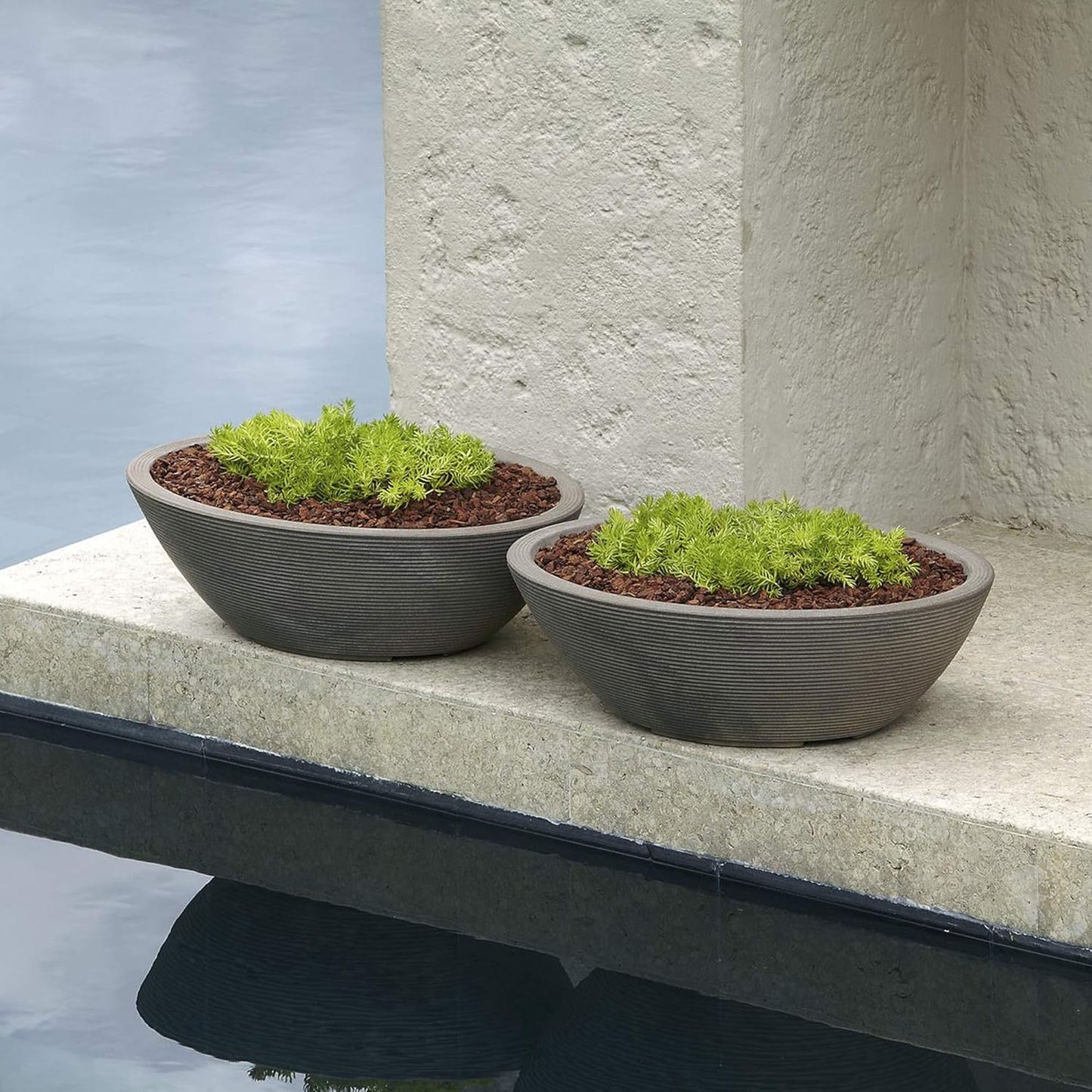 Crescent Garden Delano Oval Planter Bowl, Succulent Garden, Unique Indoor/Outdoor Double-Walled Plant Bowl with Plug- Oval Shape - 24" L x 17" W x 8" H (Caviar Black)