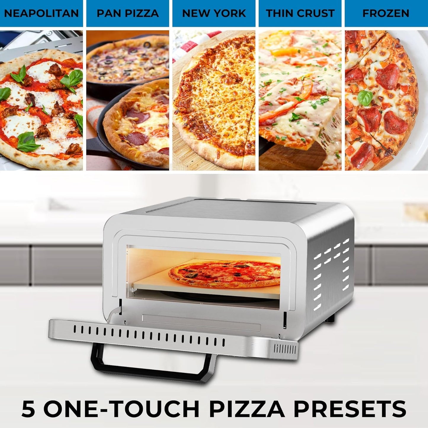 Kenmore indoor pizza oven - personal countertop electric ovens for home kitchen & restaurant, cook solo large 12” nonstick Pizzas horno de