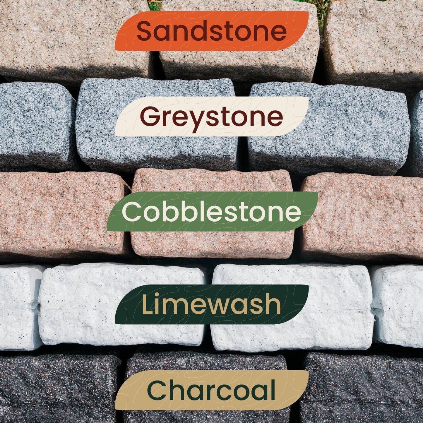 Beuta Landscape Edging | Garden Edging Border | Faux Stone Blocks for Lawn Edging, Flower Beds & Yard Edging – 4 Pack | Each Section Has 6 Blocks 48" L x 4" W x 6.5" H | 8 Spikes | Limewash