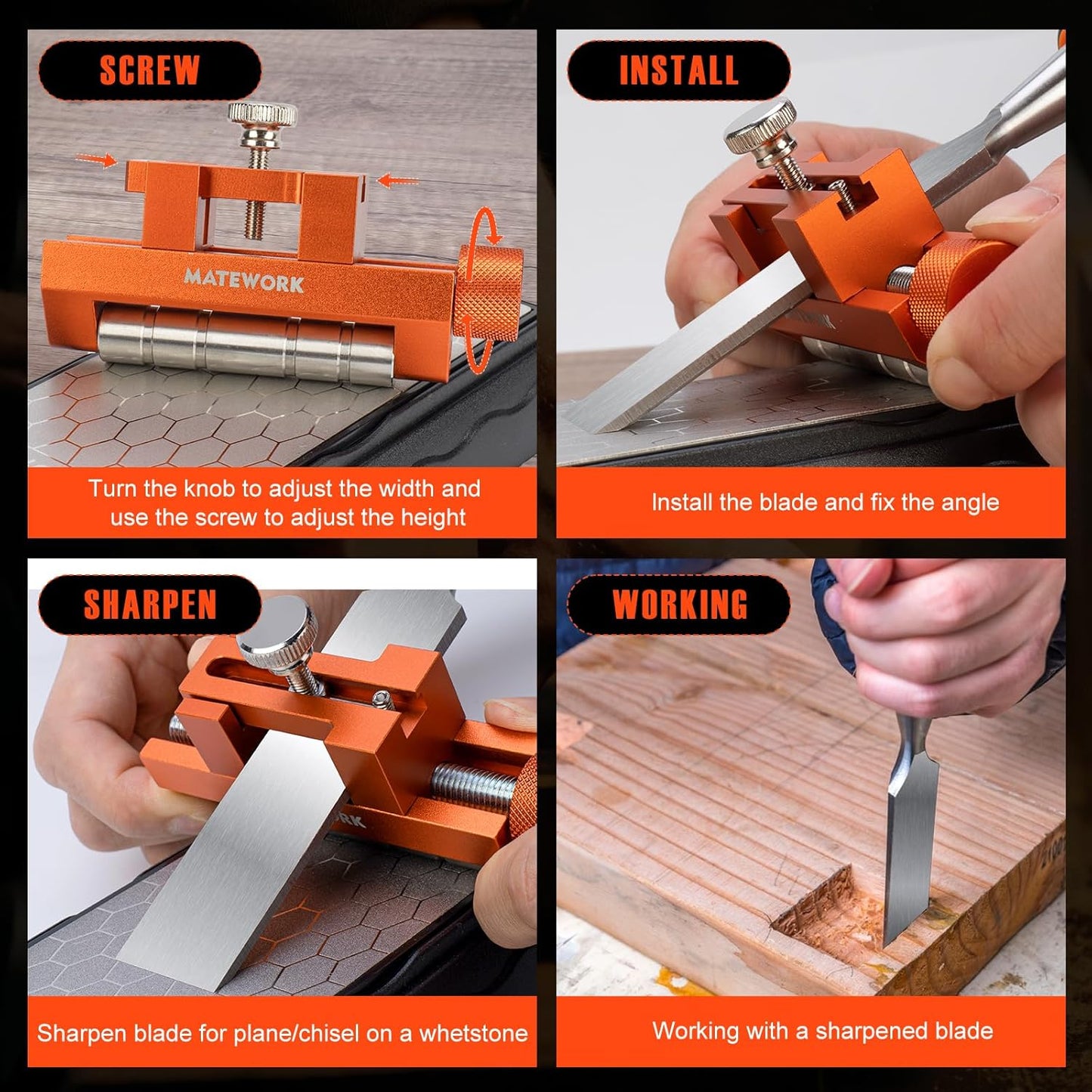 Chisel Sharpener, Honing Guide Tool, Sharpener Jig for Chisel Planer Grinding Repair