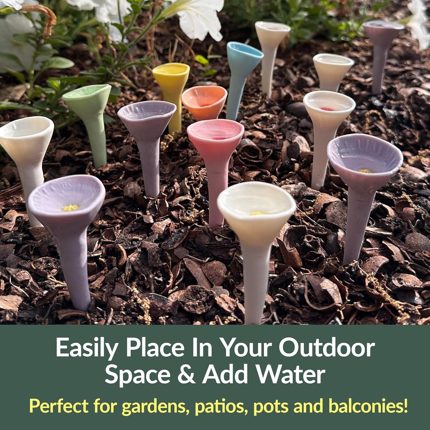 3 Pack, Bee Watering Station, Butterfly Feeder, Bee Feeder, Garden Decor, Bee Decor, Outdoor Garden Decor, Plastic Free, Handmade from Porcelain (3, Morning Glory)