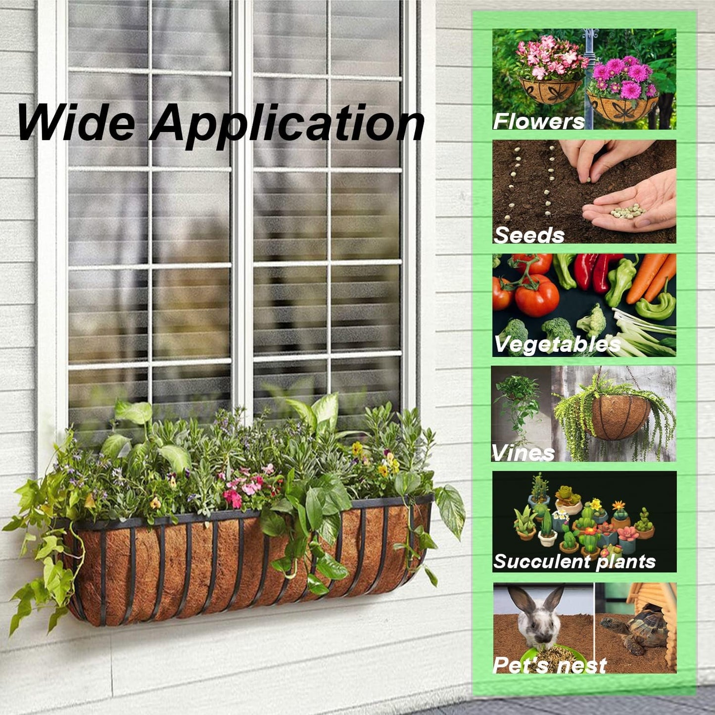 EROCK 2PCS Coco Liner Trough Coco Liner for Planters, 24/30/36/48 inch Half Moon Shape Trough Coco Coir Coconut Fiber Replacement Liner for Window Box, Wall Trough Planter (30inch-2pcs)