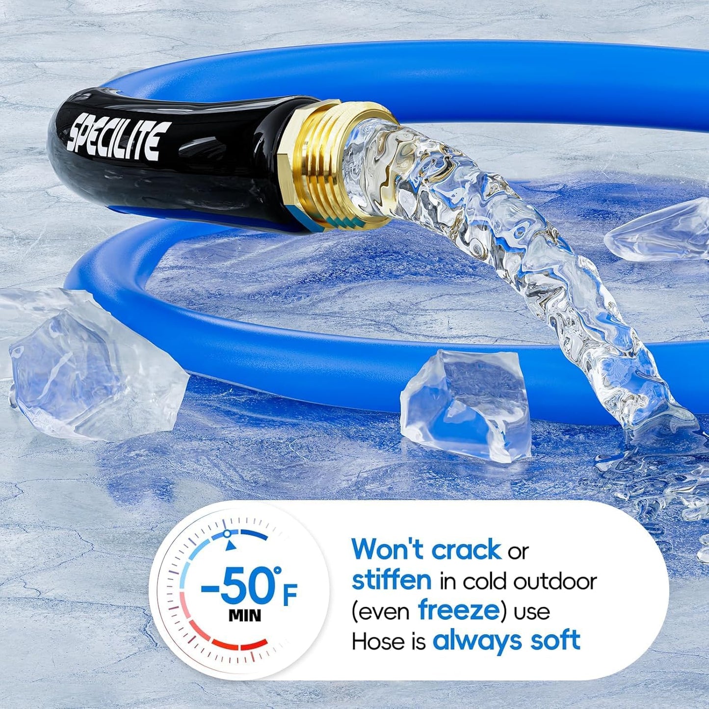 Hot/Cold Garden Water Hose 200 ftx 5/8 in, -50℉ To 190℉, Heavy Duty, Flexible, Burst 605 Psi, Lightweigh, Upgraded Rubber Pipe with 3/4" Brass Fittings For Backyard, Outdoor, Farm, Blue