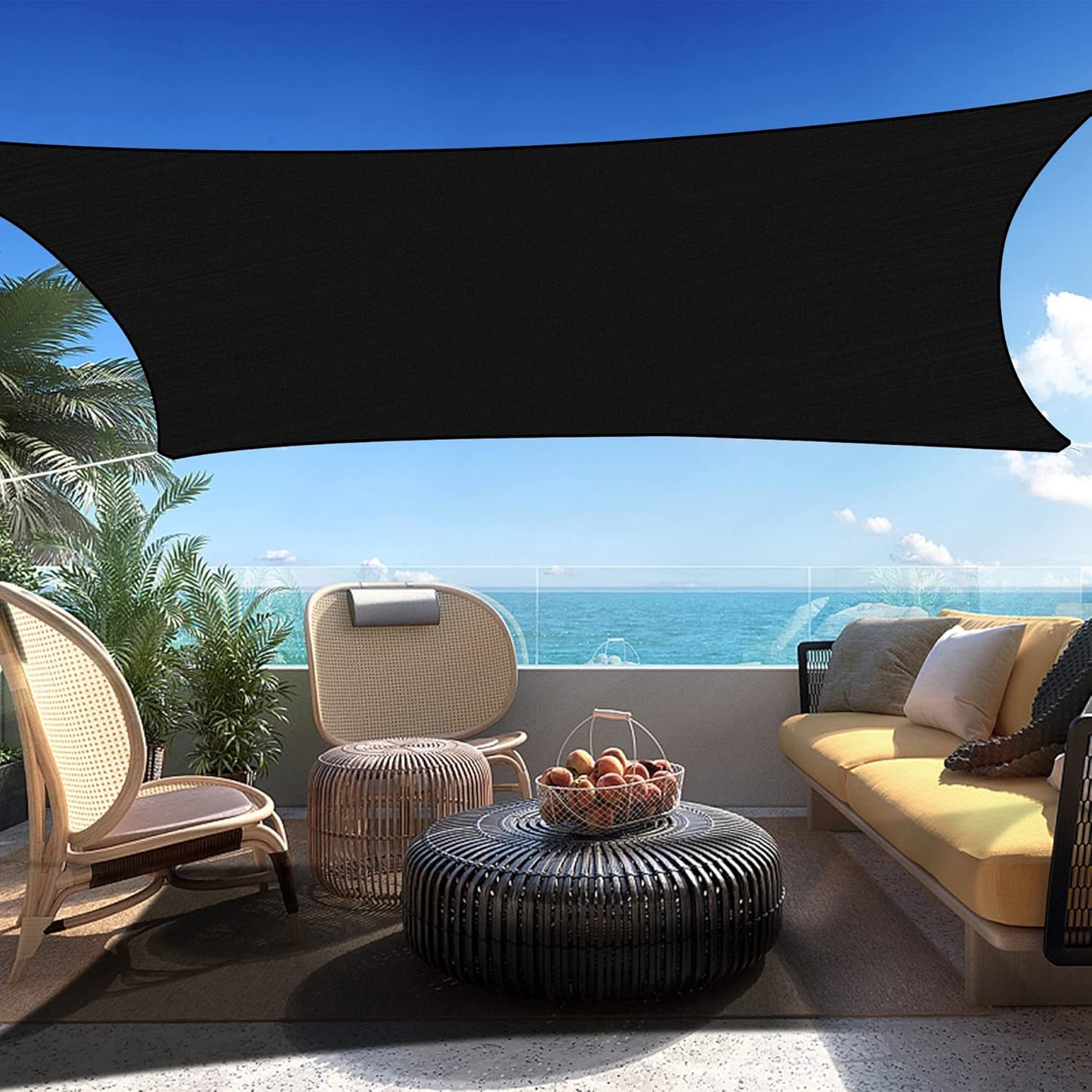 10' x 16' Black Rectangle Sun Shade Sail SSP1212 Canopy Durable Fabric UV Block Awning We Make Custom Orders