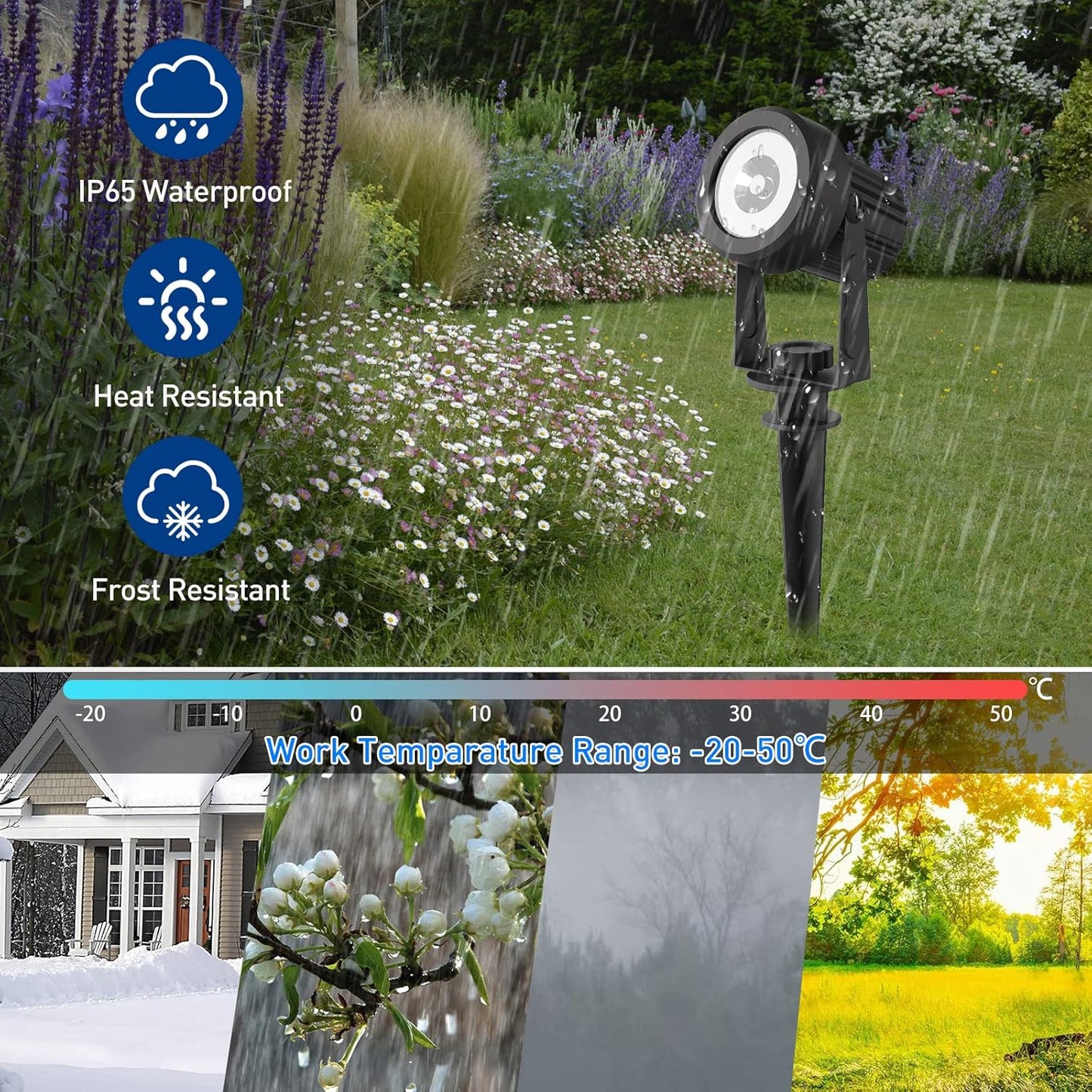 T-SUNUS Halloween Solar Landscape Spotlights 4 Pack Warm White 3000K, Spot Lights IP65 Waterproof Outdoor Separated Panel with 9.8ft Cable, Garden Christmas Light for Flag Driveway Walkway Patio Pond