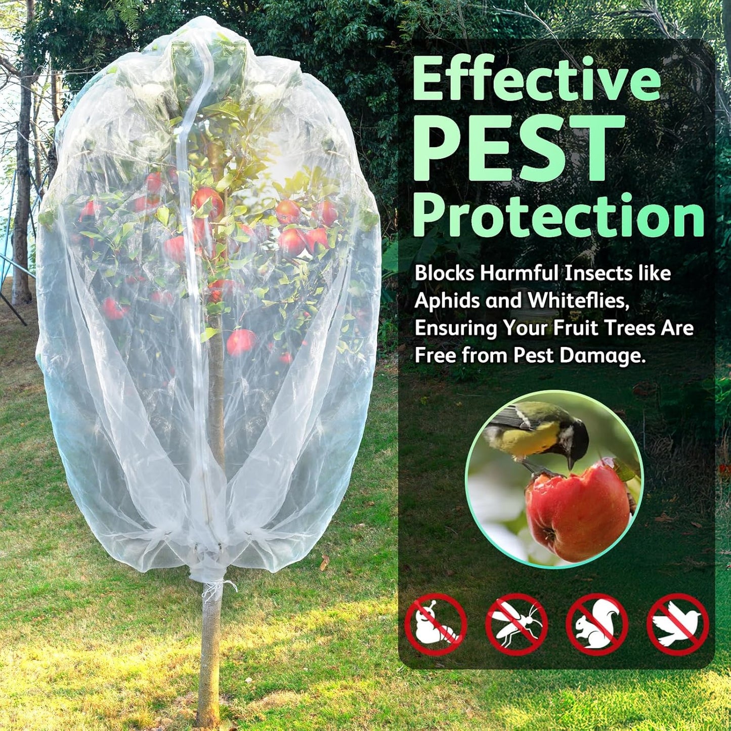 JOJOLEE Garden Blueberry Bush Netting Cover, 6Pcs 3.3 x 2.6FT Insect Bird Nettings with Drawstring, Protective Plant Cover Mesh Net Bags for Fruit Trees, Tomatoes, Flowers