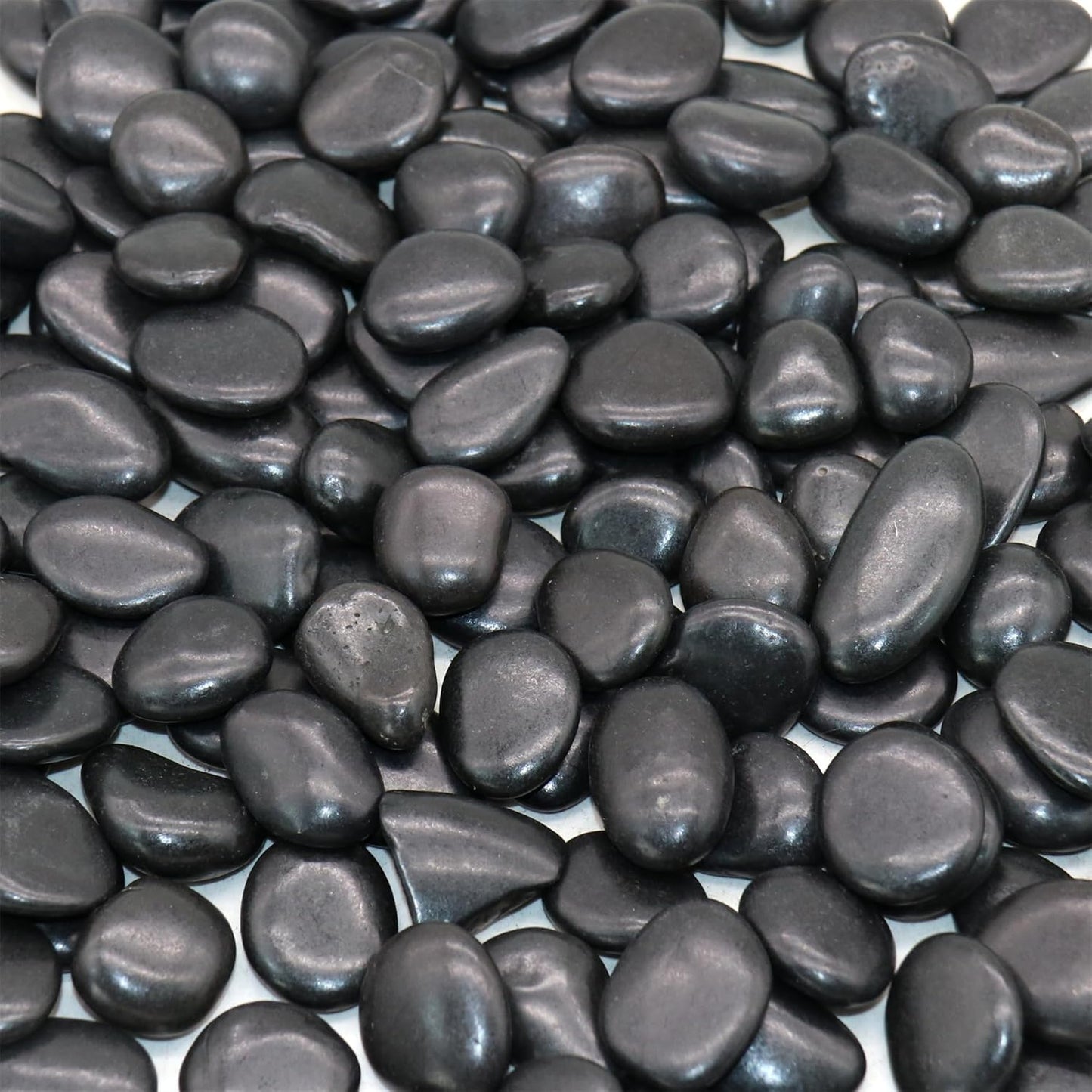 Rocks for Plants. Black Polished Decorative Pebbles. 0.5 to 1 Inch 18 lbs. for Garden, Landscaping, Indoor, Vase fillers, Crafting, Succulents, pots, Plants