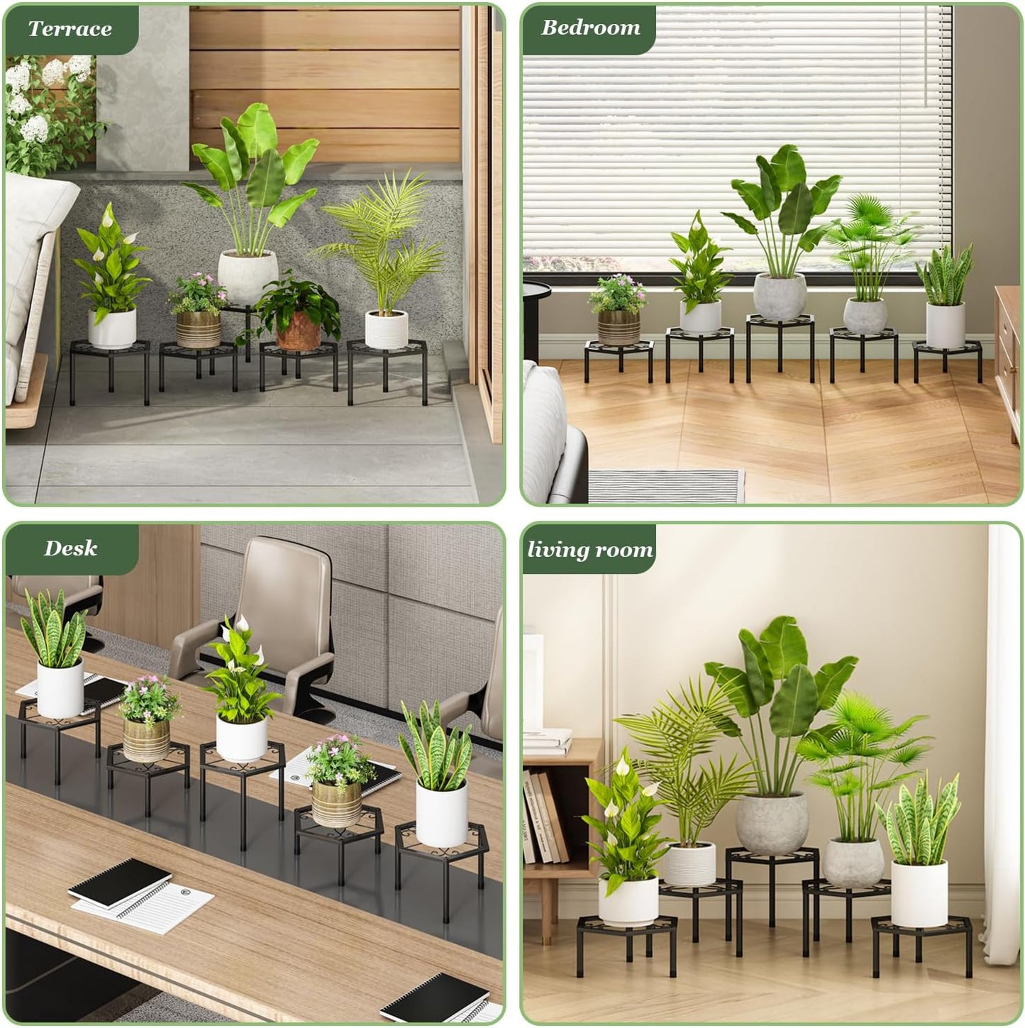 5-Pack Metal Plant Stands for Outdoor Indoor, Anti-Rust Iron Flower Pot Stand, Heavy Duty Plant Pot Shelf for Multiple Plant, Decoration Racks for Home, Patio & Garden
