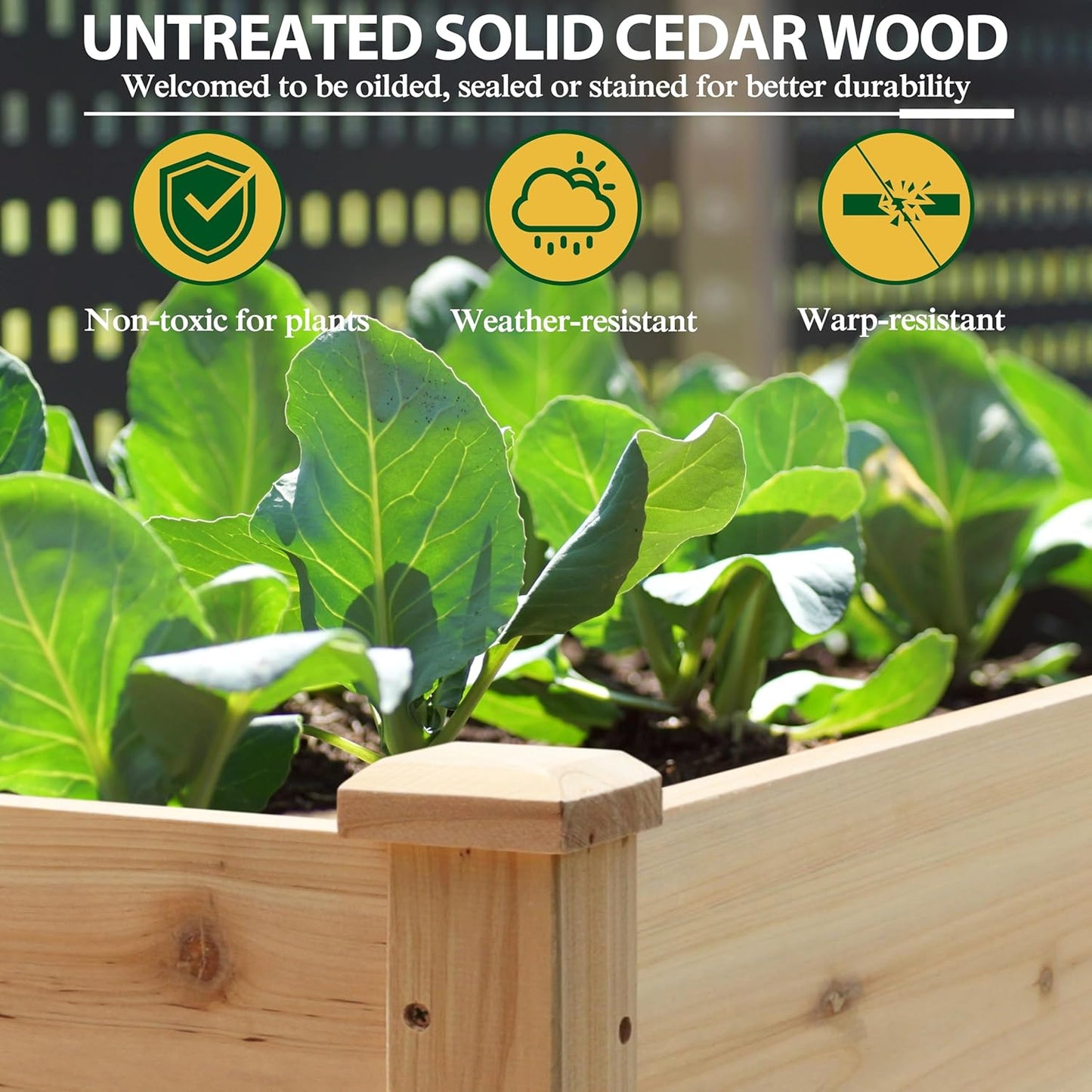 MUPATER 4x2FT Raised Garden Bed,Raised Garden Bed with Four Legs, Elevated Planter Box with Drainage Holes for Herbs and Vegetables, Outdoor and Indoor, Natural Wood