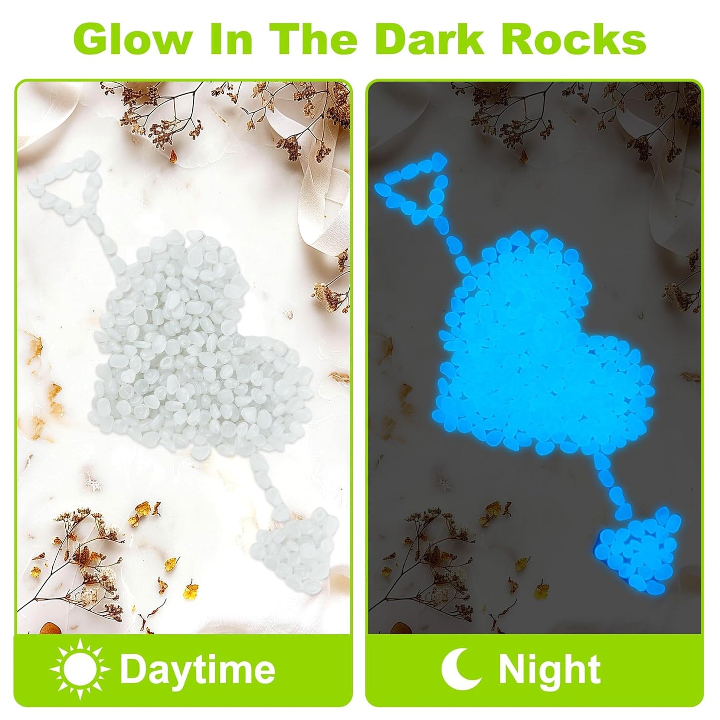 2000pcs 5-8mm White Glow Stones for Outdoors Bulk Outdoor Garden Glow Pebbles Aquarium Luminous Stone for Walkways Driveway Yard Plant Pots