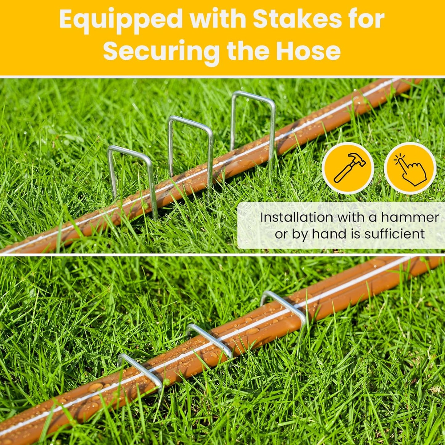 LINEX Sprinkler Soaker Hose 30 ft for Garden, Watering Hose with Holes, High-Efficiency Sprinklers System for Lawn and Garden with Staples