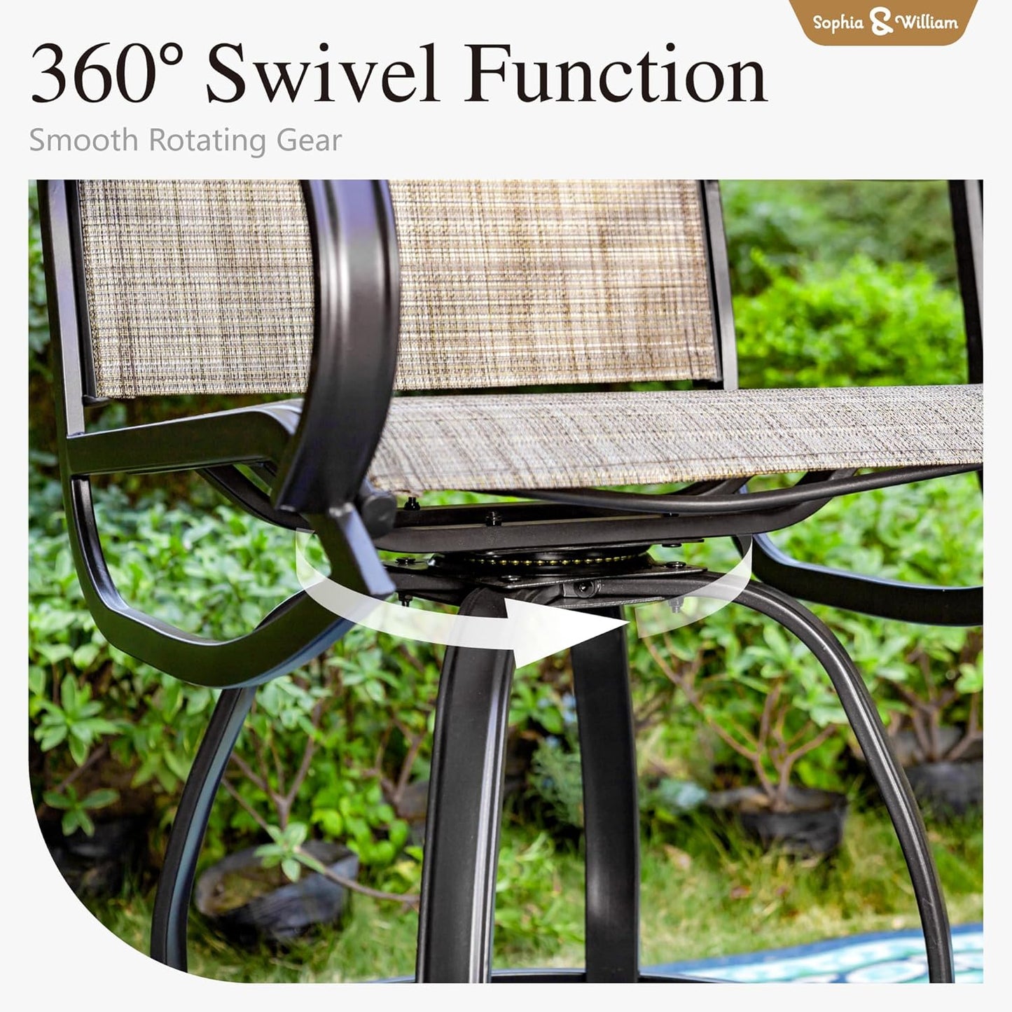 Sophia & William 5 pcs Outdoor Bar Set, Patio Bar Table and Chairs Set, Counter Height Patio Set - 4 x Swivel Bar Chairs, 1 x Square Bar Table