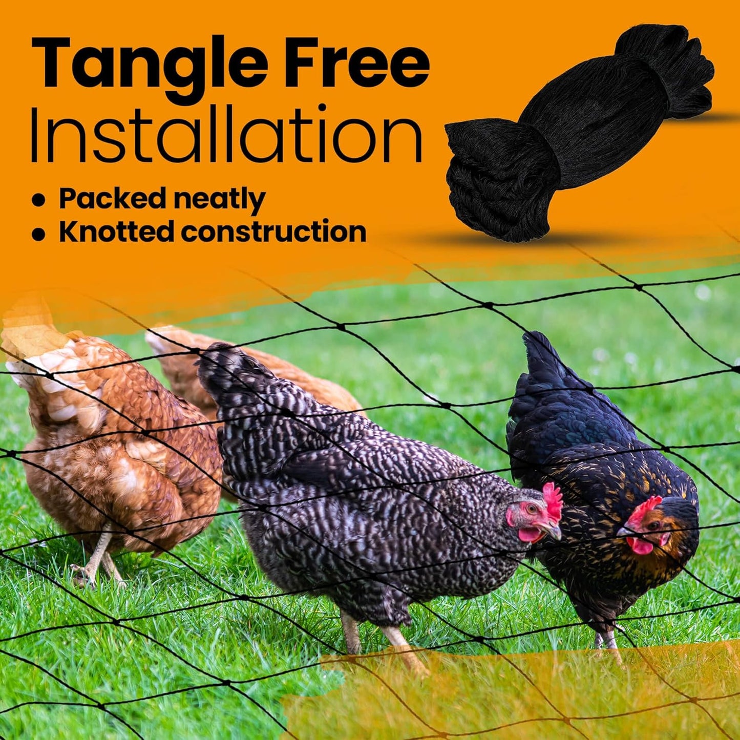Heavy Duty Bird Netting for Chicken Coops & Runs | Tree & Garden Netting Mesh 1-1/2" | Keep Hawks, Birds & Predators Away | Bird Netting for Blueberry Bushes, Vegetables & Fruit (50' x 50’)