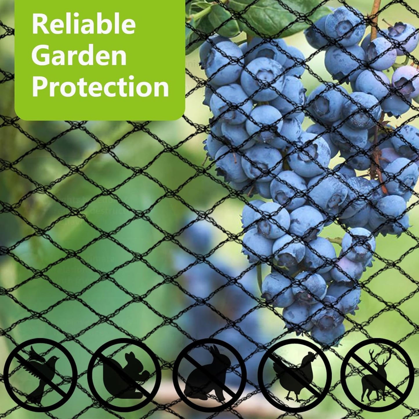 10x50ft Bird Netting for Garden Woven Mesh Garden Netting for Plants, Vegetable, Fruit Trees, Blueberry Bushes, Strawberries Against Birds, Deer, Squirrels and Other Animals