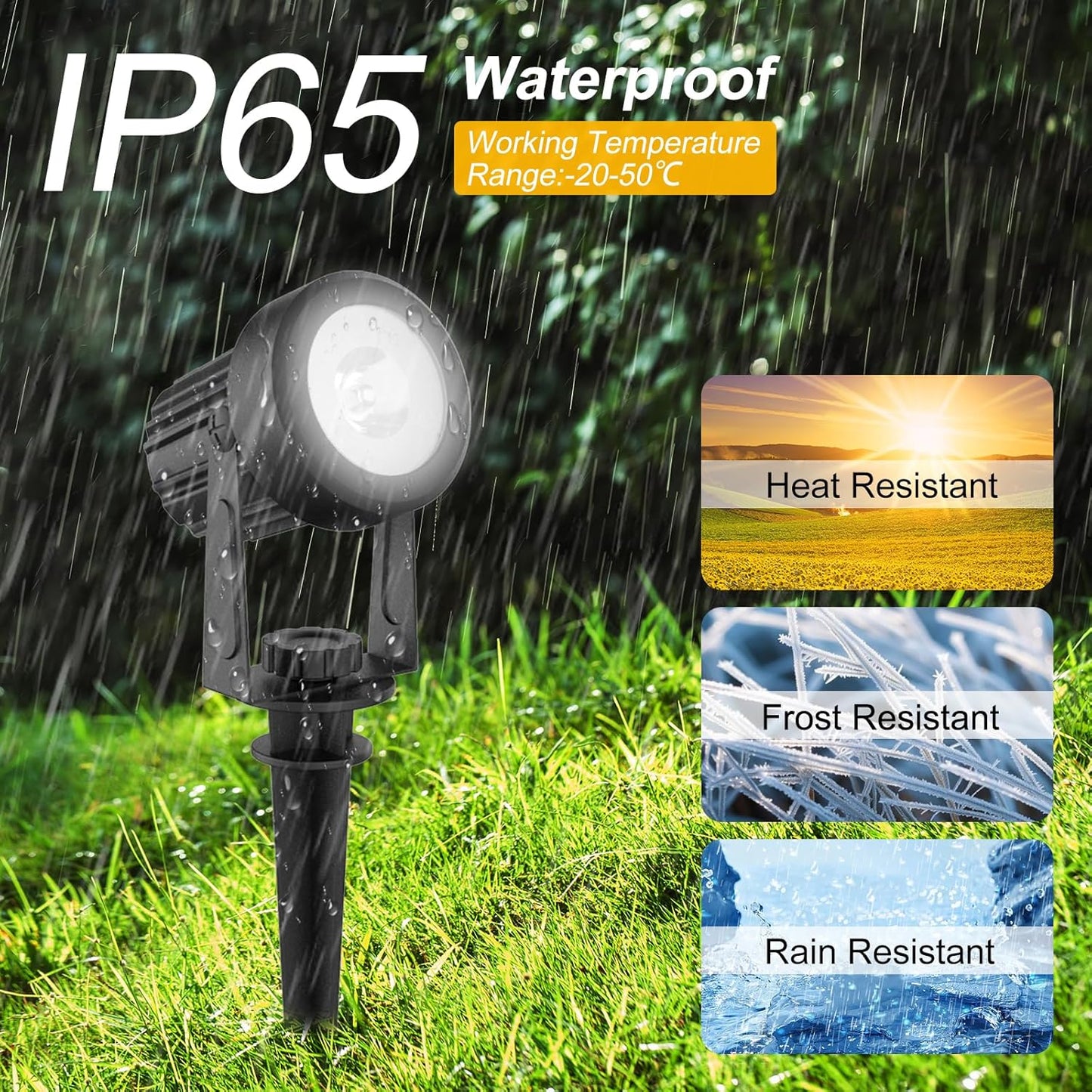T-SUNUS Halloween 2W Solar Landscape Spotlights Warm White, Garden Spot Lights Outdoor 9.8ft Cable IP65 Waterproof Security Downlight 2-IN-1 for Flag Christmas Tree Pond Garage Deck Yard Wall Backyard
