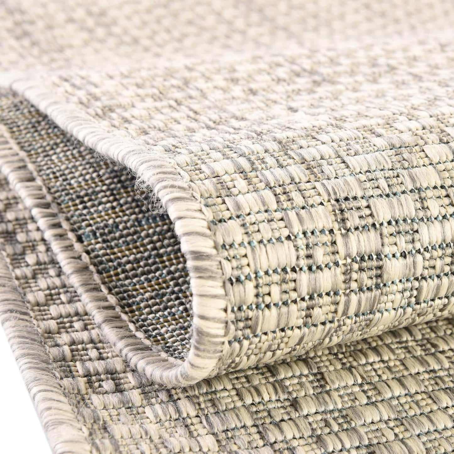 Unique Loom Collection Casual Transitional Solid Heathered Indoor/Outdoor Flatweave Area Rug (4' 1" Round, Light Gray/Ivory)