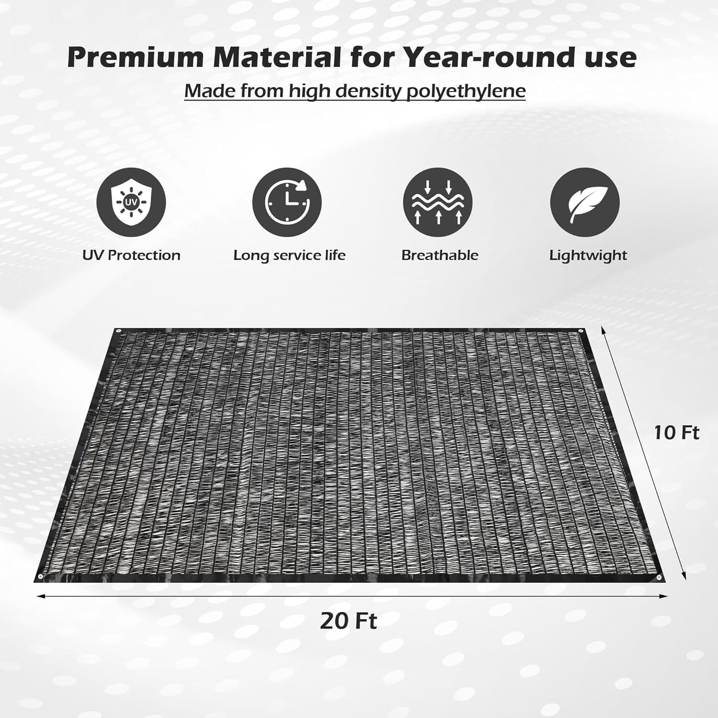 Garden expert 50% Sun Shade Cloth 8x12ft Mesh Tarp with Grommets for Plant Cover Patio Canopy Garden Pergola Greenhouse Car Barn Kennel Black