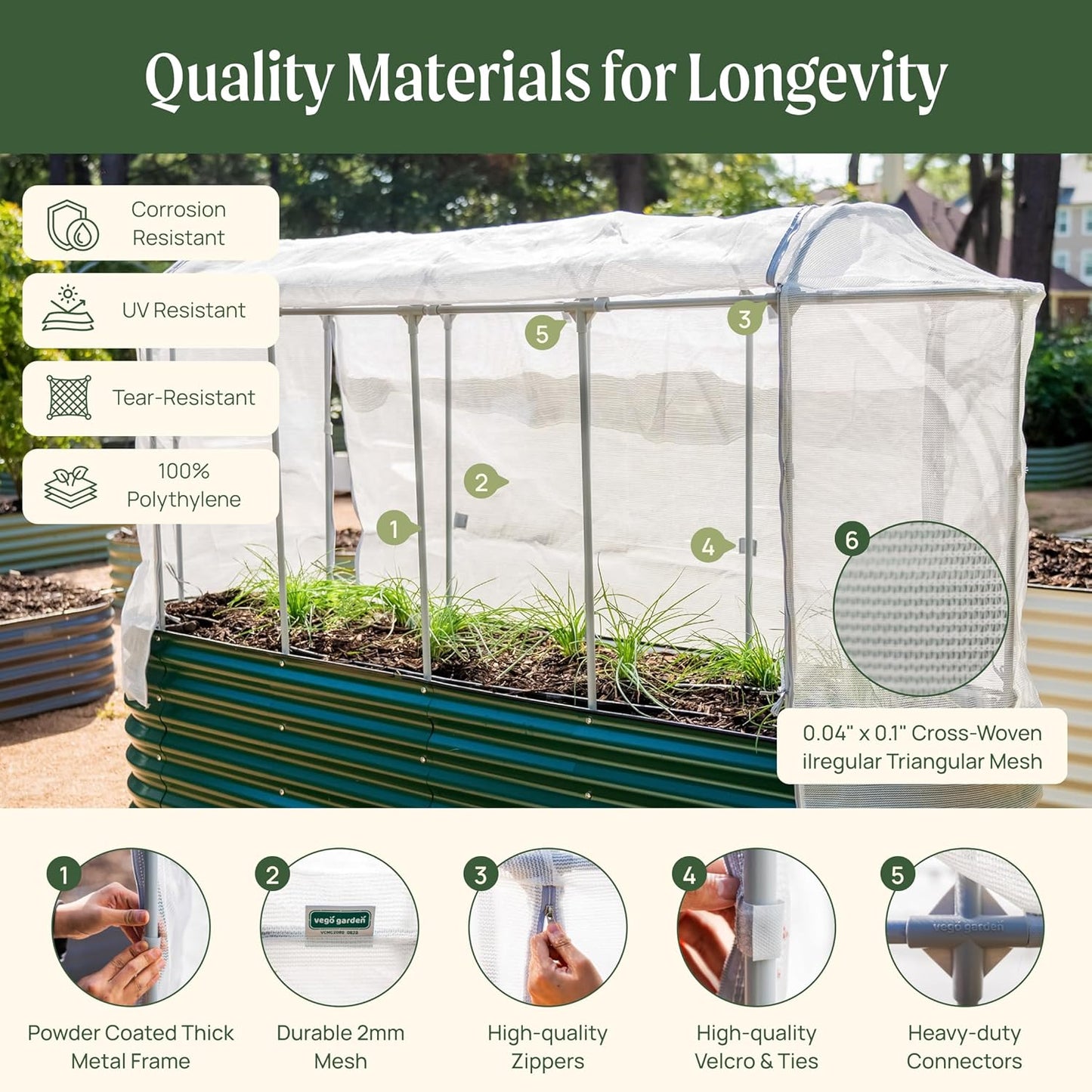 Vego garden Cover System for 2.0' x 2.0' (Round) Herb Garden Bed Twin Pack