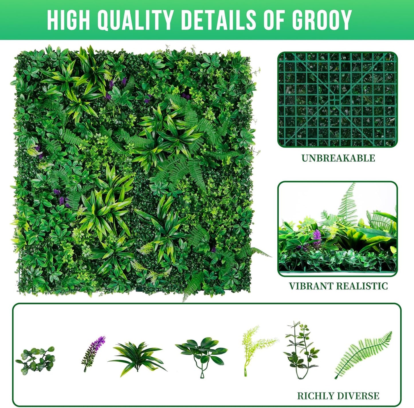 Artificial Boxwood Panels, Grass Wall Panels 20"x20"(6pcs), Privacy Hedge Fence Screen with UV Protection, Fake Greenery Backdrop for Indoor Wedding and Outdoor Garden Backyard